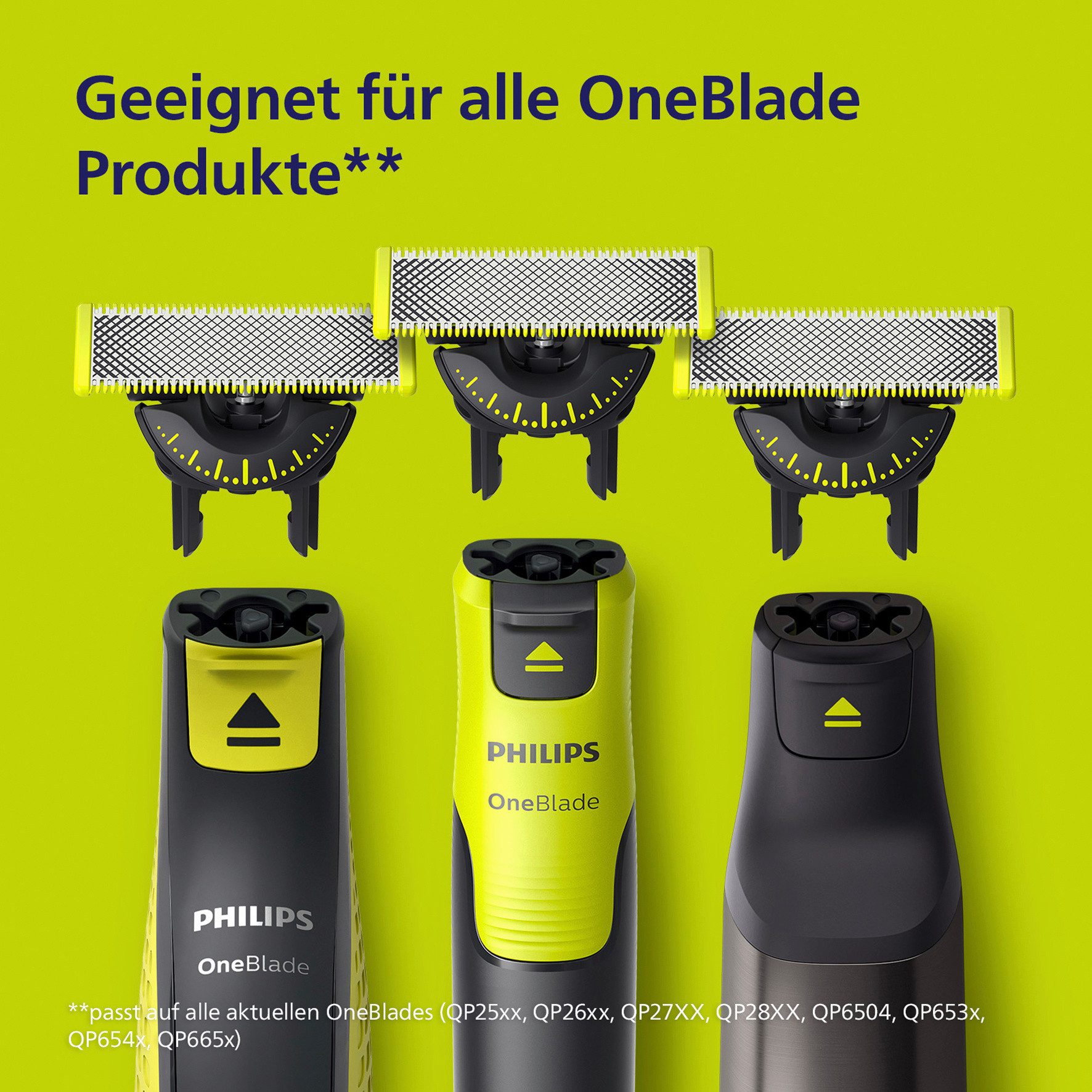 Philips Ersatzscherteile OneBlade 360, 4 St., nass und trocken einsetzbar, hält bis zu 4 Monate
