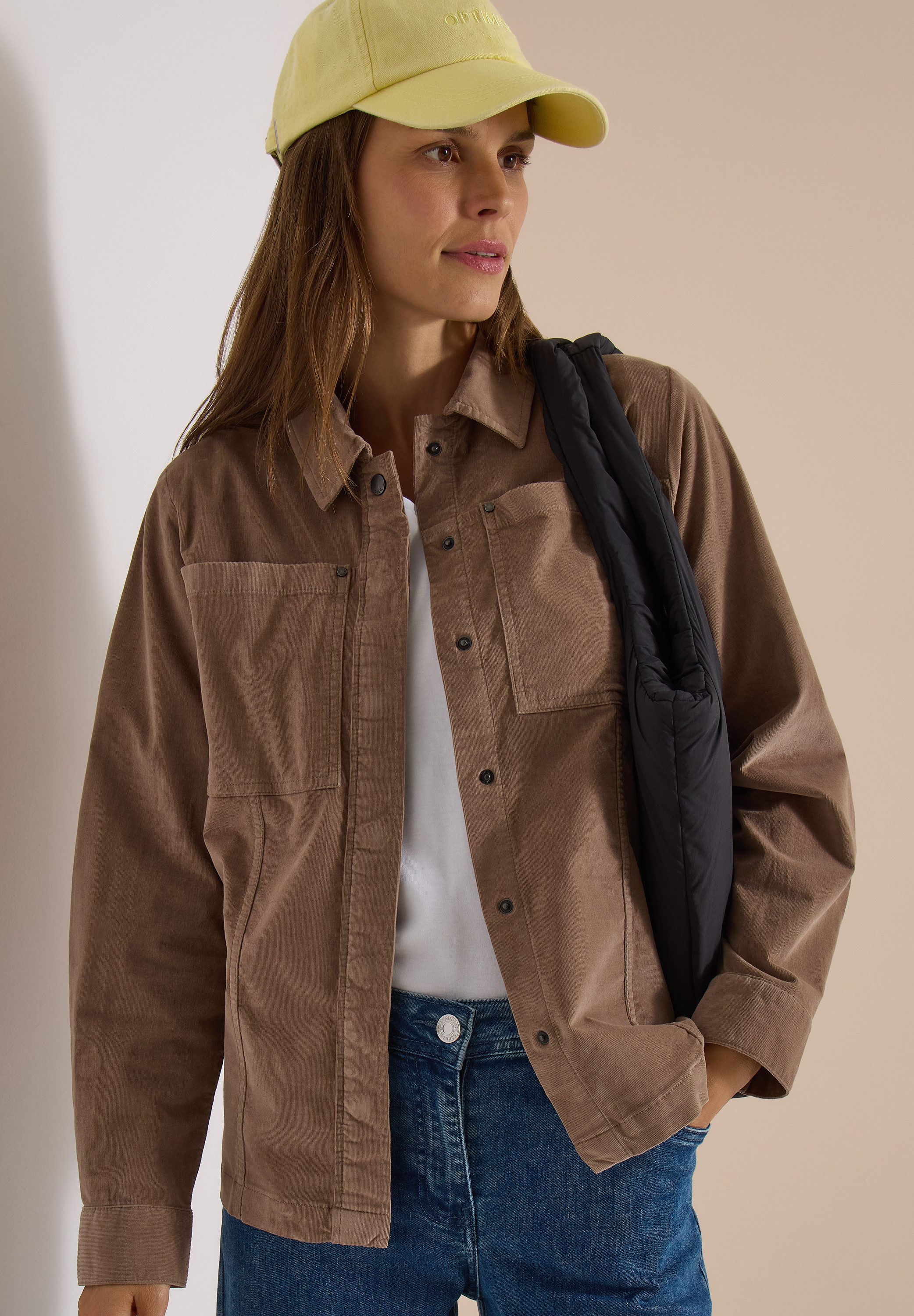 CECIL Cordjacke Feincord Overshirt, Baumwollmix, Brusttaschen