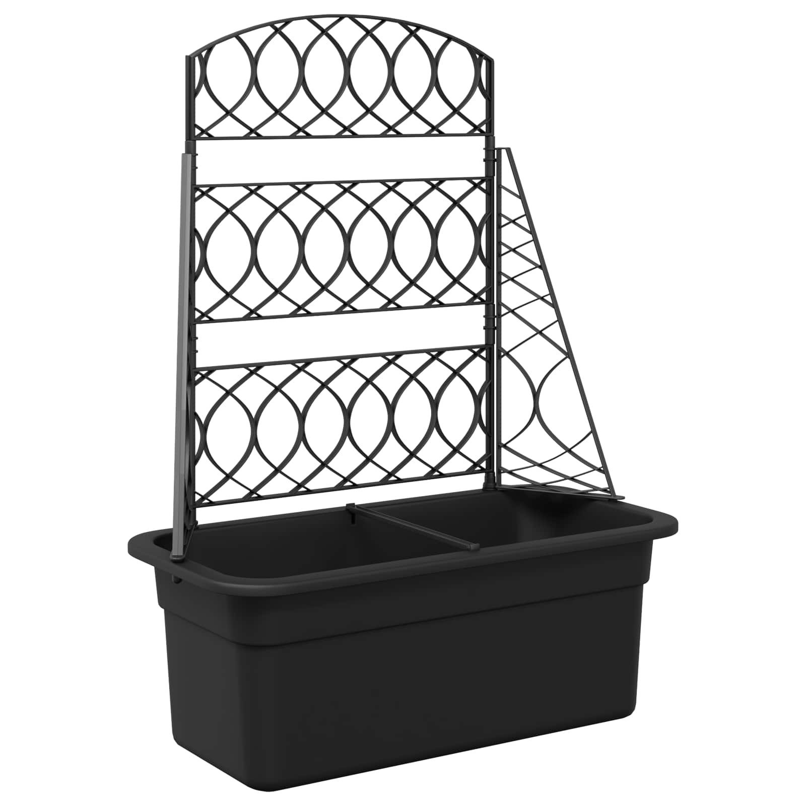vidaXL Pflanzkübel 58 x 29 x 78 cm Pflanzkübel mit Rankgitter Pflanzer Spalier Anthrazit