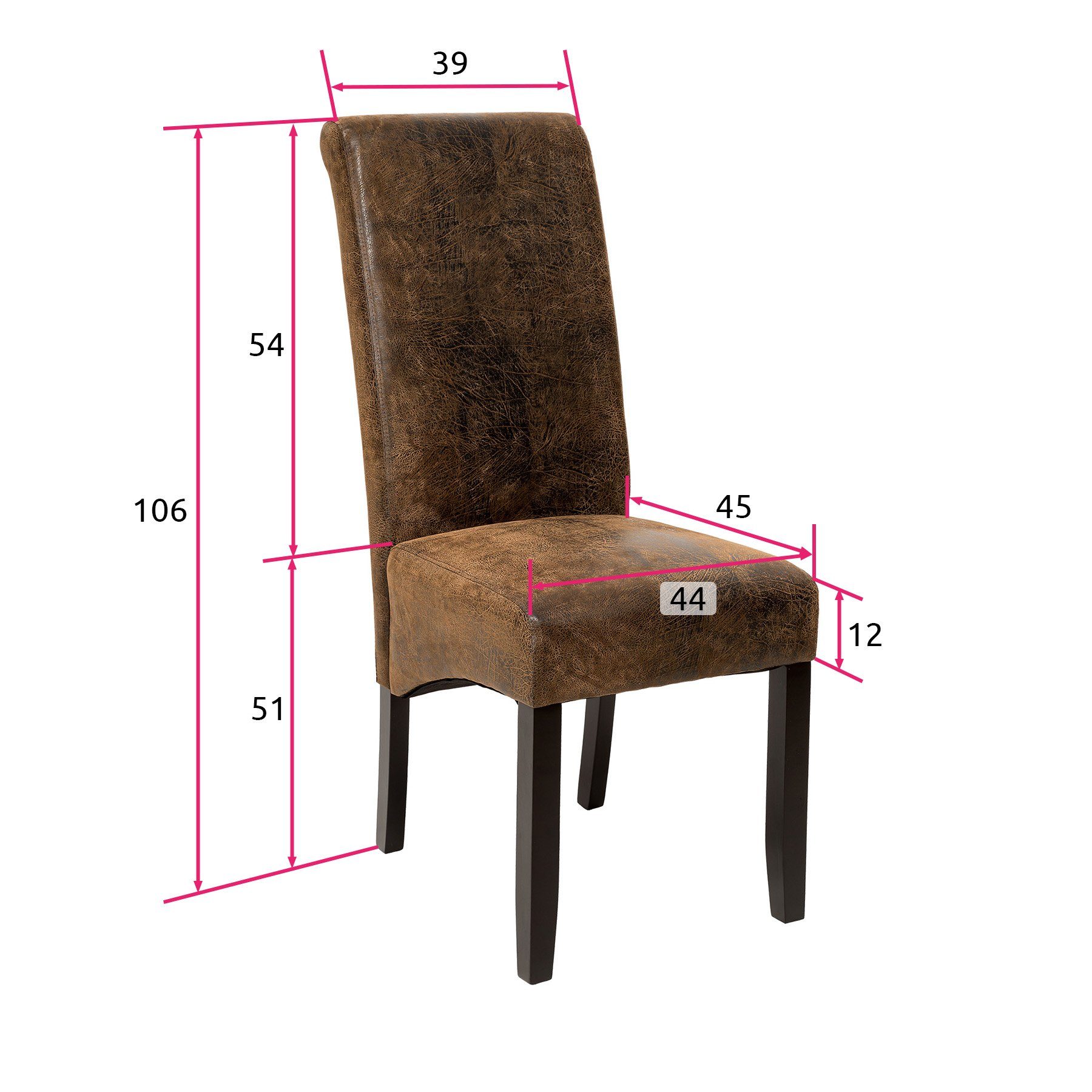 (1er, Esszimmerstuhl Gepolstert antikbraun Hartholz ergonomisch, massives 1 tectake Esszimmerstuhl, St),