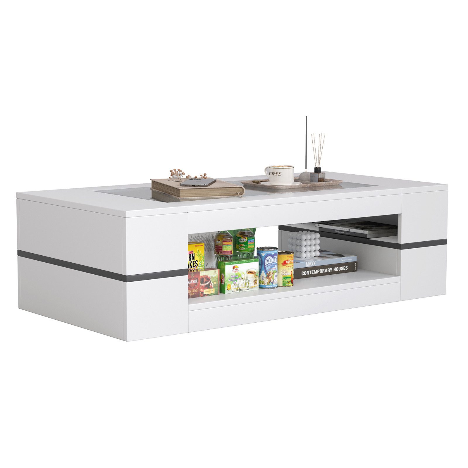 radelldar Couchtisch Wohnzimmertisch mit Glas, Beistelltisch, günstig online kaufen