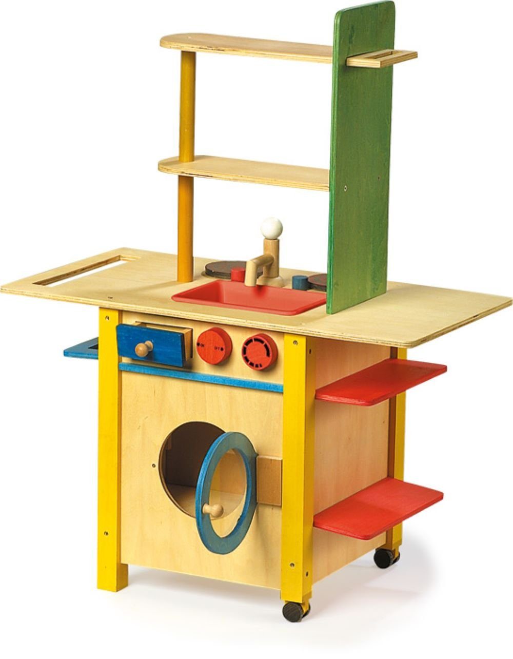 LeNoSa Spielküche »Kinder Küche aus Holz "all in one" Arbeitshöhe ca. 45  cm« Holz