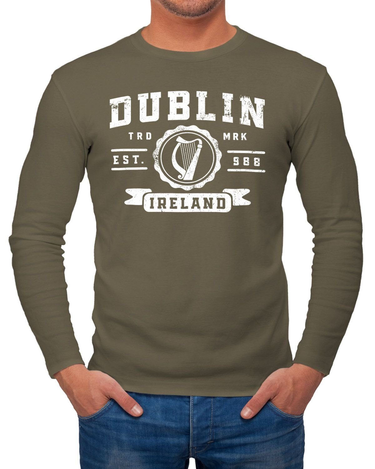 Neverless Longsleeve Herren Longsleeve Dublin Irland Retro Design Aufdruck günstig online kaufen