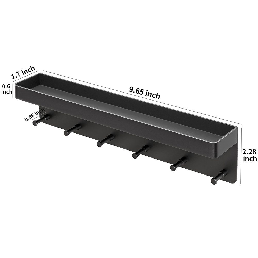 OSTWOLKE Schlüsselleiste Schlüsselleiste Schlüsselbrett Haken Edelstahl Schwarz Schlüsselhalter 6 mit