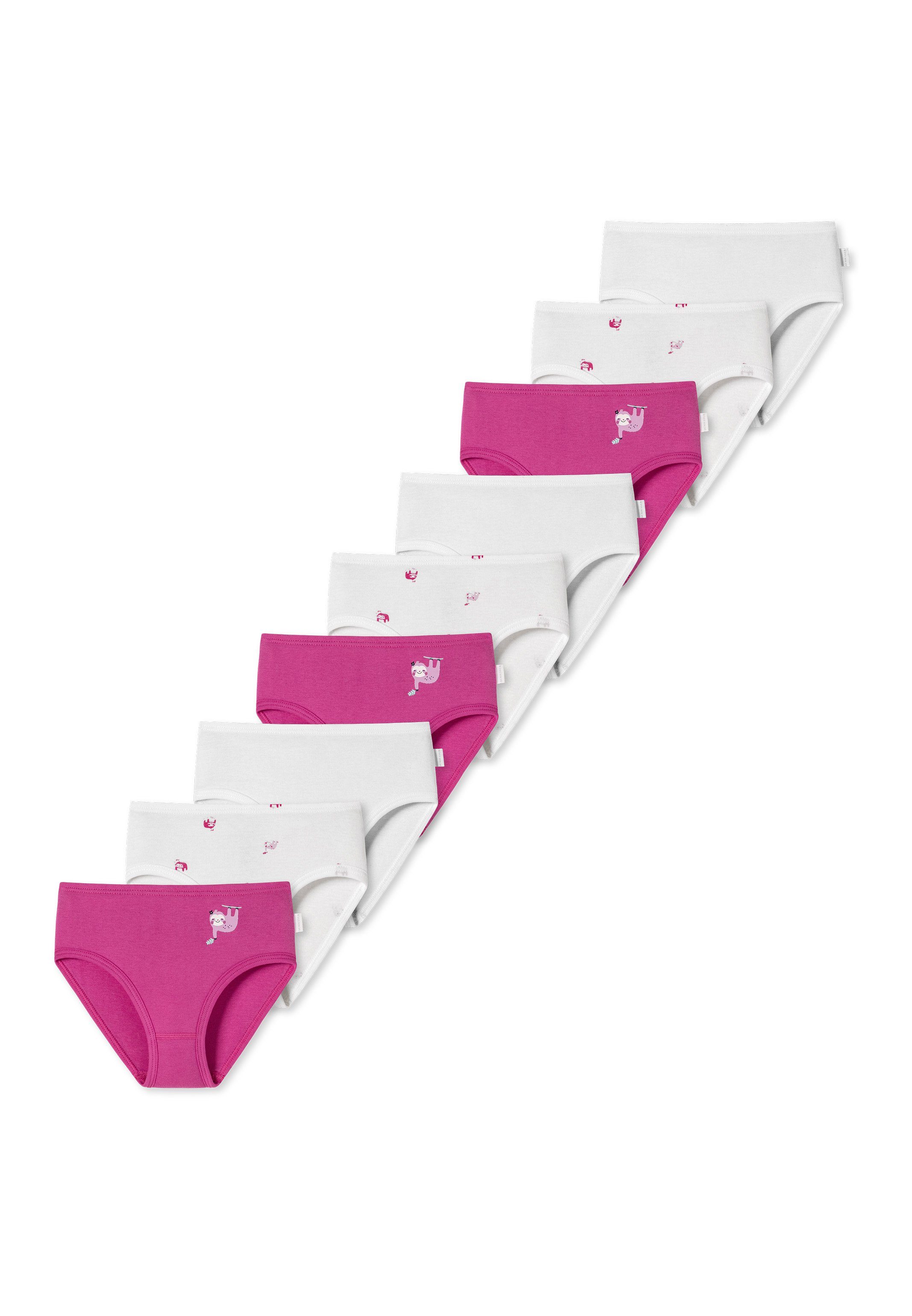 Hüftslip Schiesser Cotton Pink/Weiß Pack Hüftslip Baumwolle Softer - (Spar-Set, Kids Girls Feinripp 9er - Organic 9-St) Bund