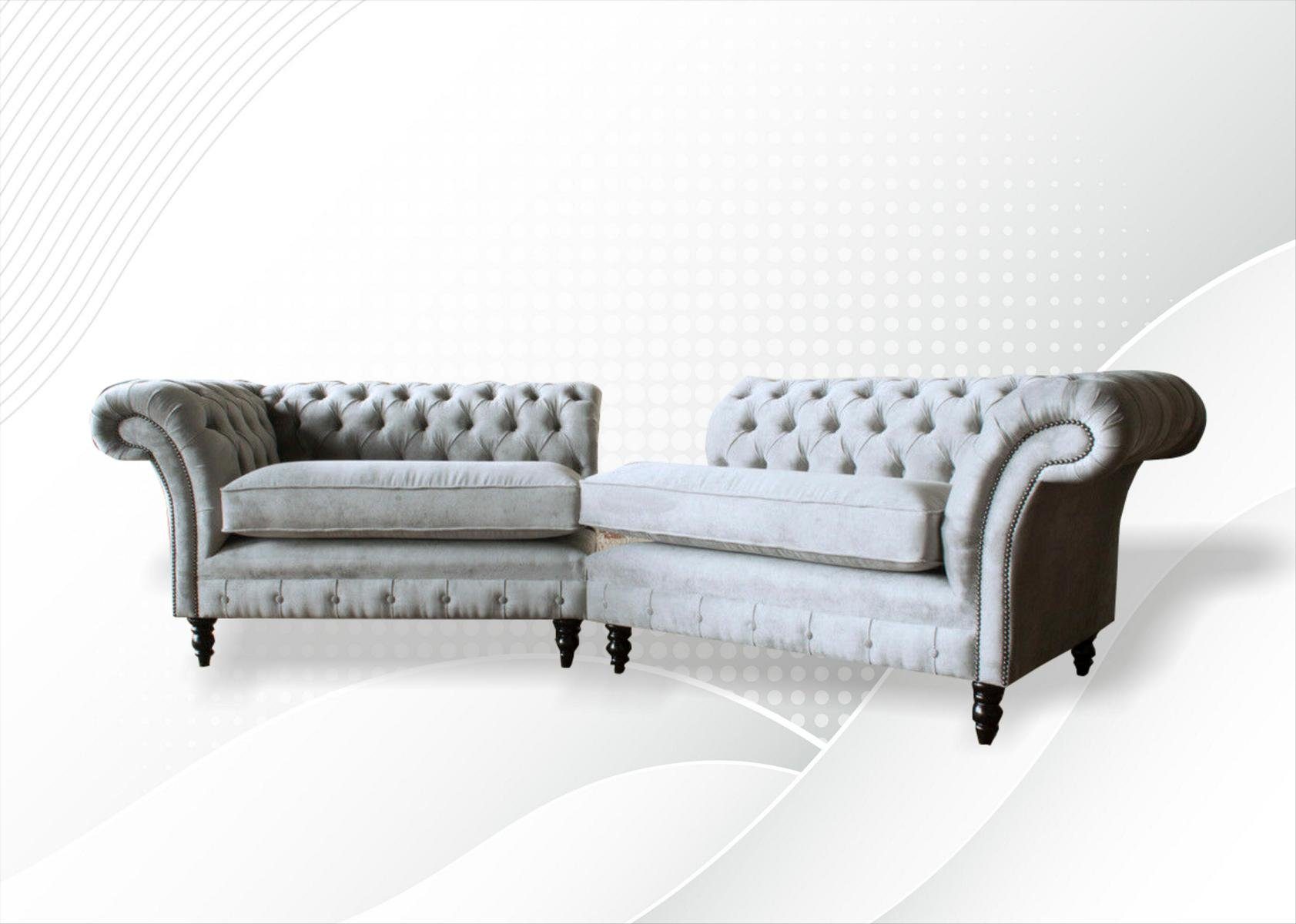 Chesterfield-Sofa, 4 JVmoebel Stoff Sofa Polster Couchen Design Sofas Couch Sitzer Wohnzimmer