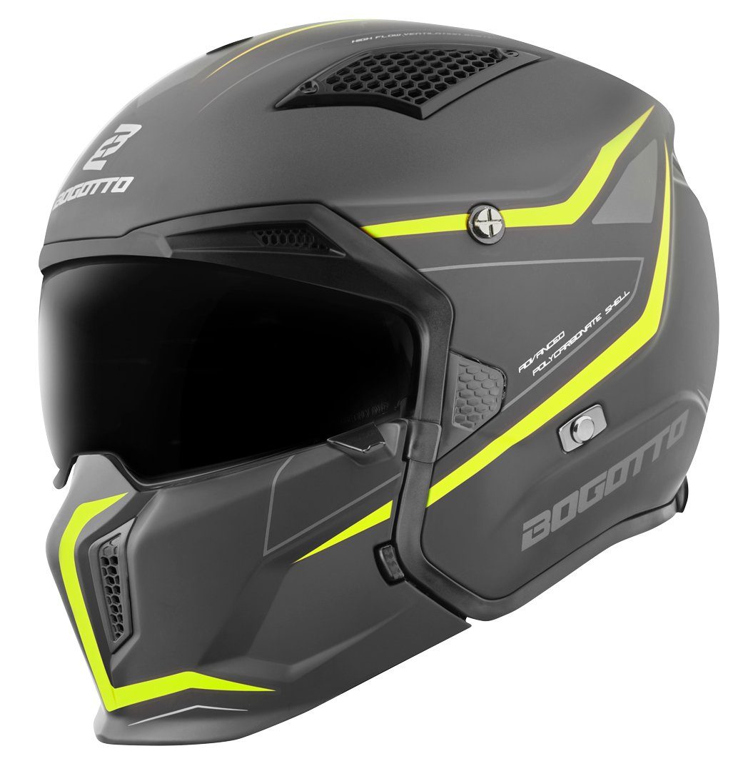Bogotto Motorradhelm Radic WN-ST Helm, Ratschenverschluss