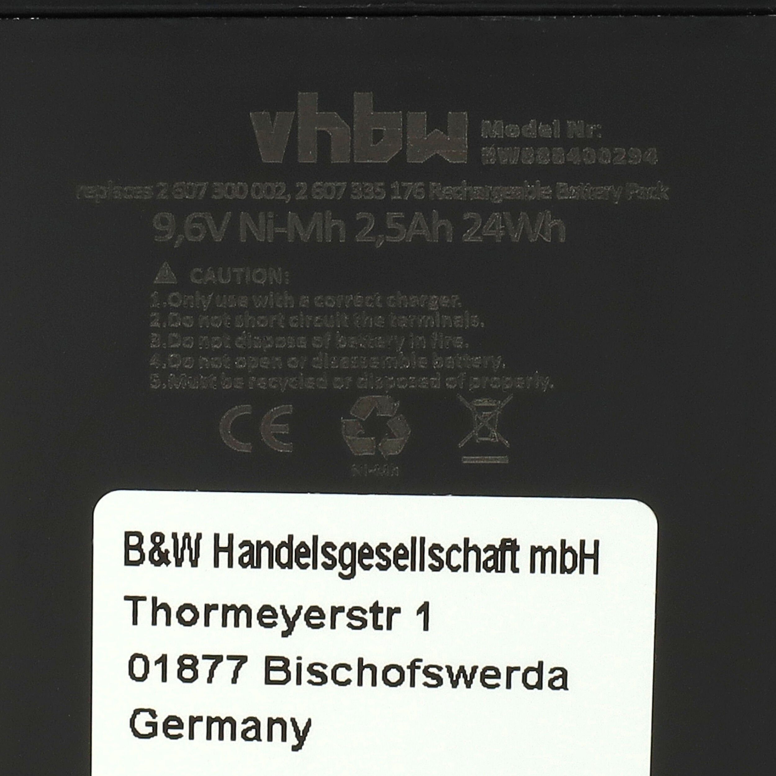 2500 Bosch mit Knolle (9,6 PSR-Serie mit NiMH vhbw mAh Generation kompatibel V) Akku 1.