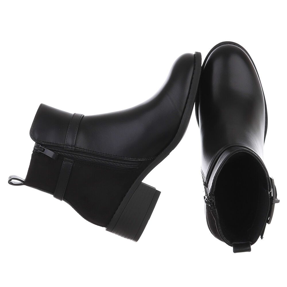 Ital-Design Damen Stiefelette mit Blockabsatz und Schnalle Stiefelette (92355255) Blockabsatz Chelsea Boots in Schwarz – Bild 2 von 5