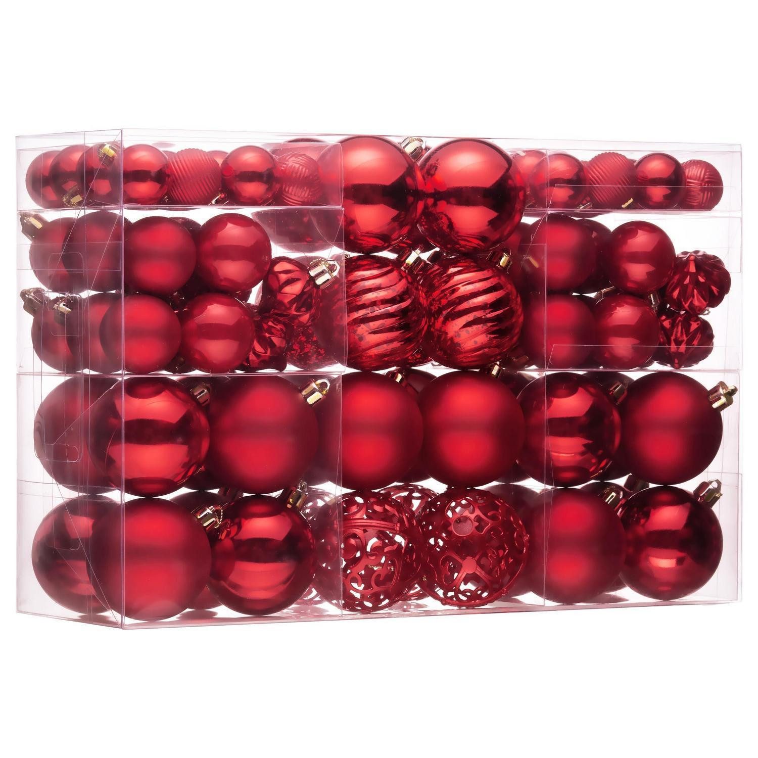 LuxusKollektion Weihnachtsbaumkugel Weihnachtskugeln 100er Set Rot