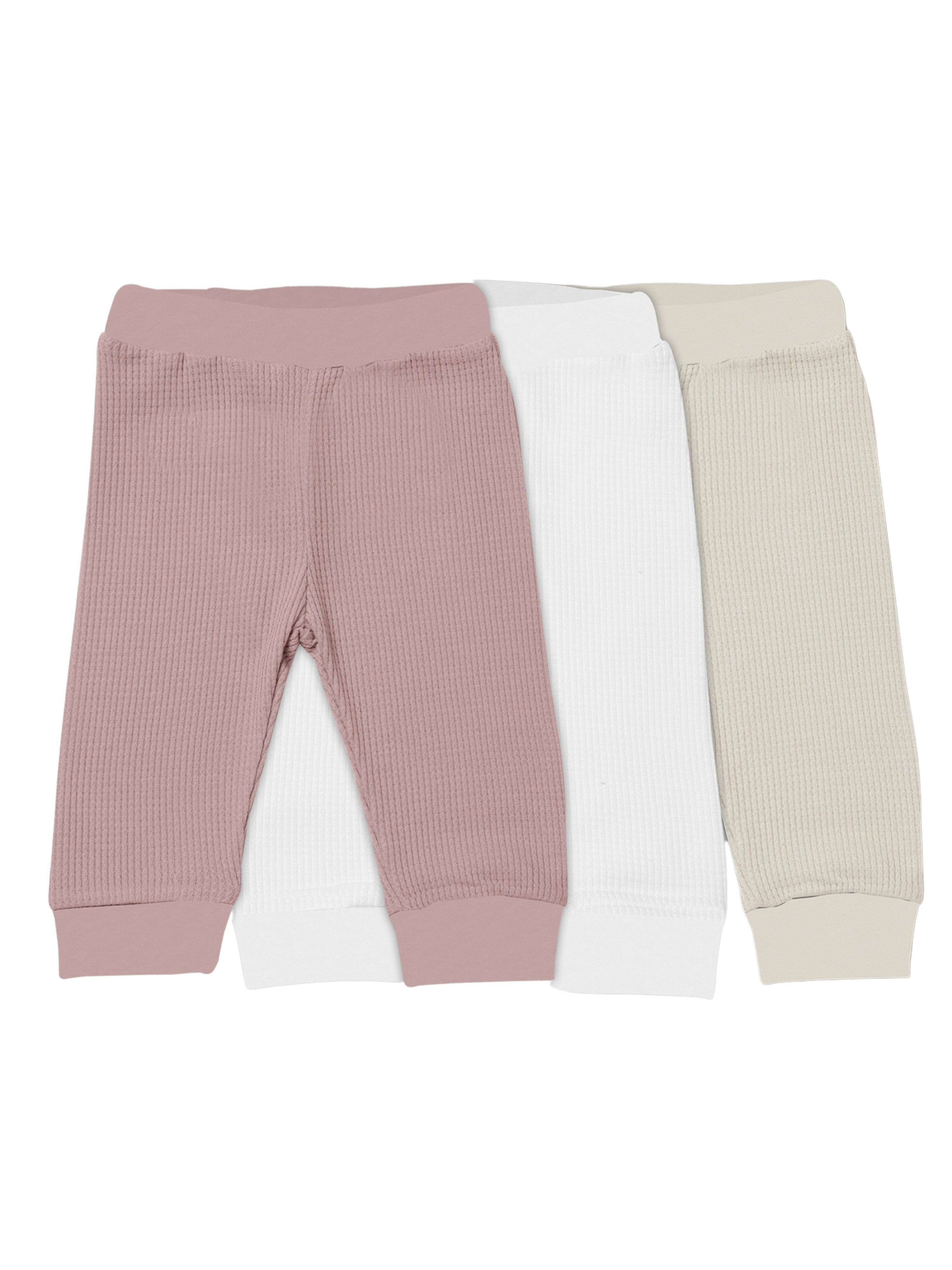 biorganic Stoffhose Waffle (3er Pack) Mehrfarbig Unisex, Baby Hose für Jungen und Mädchen (Set, 4-tlg., 3er-Pack Hosen & 1 Beutel) Waffelmuster, Bio-Baumwolle, Größe 68 - 86
