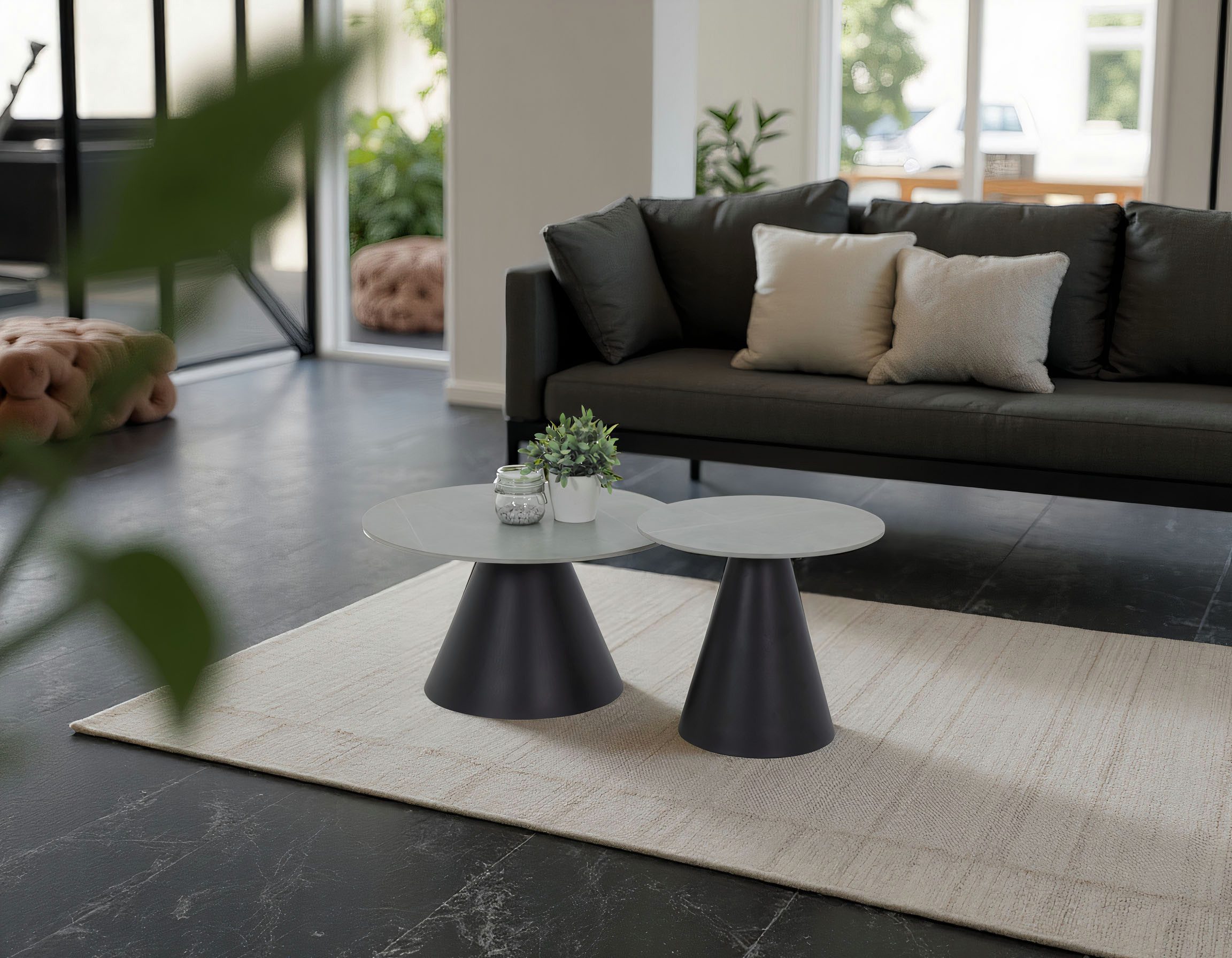 HELA Couchtisch DUSTIN (Set, 2-St), 2er Set Couchtisch, rund, Sintered Ston günstig online kaufen