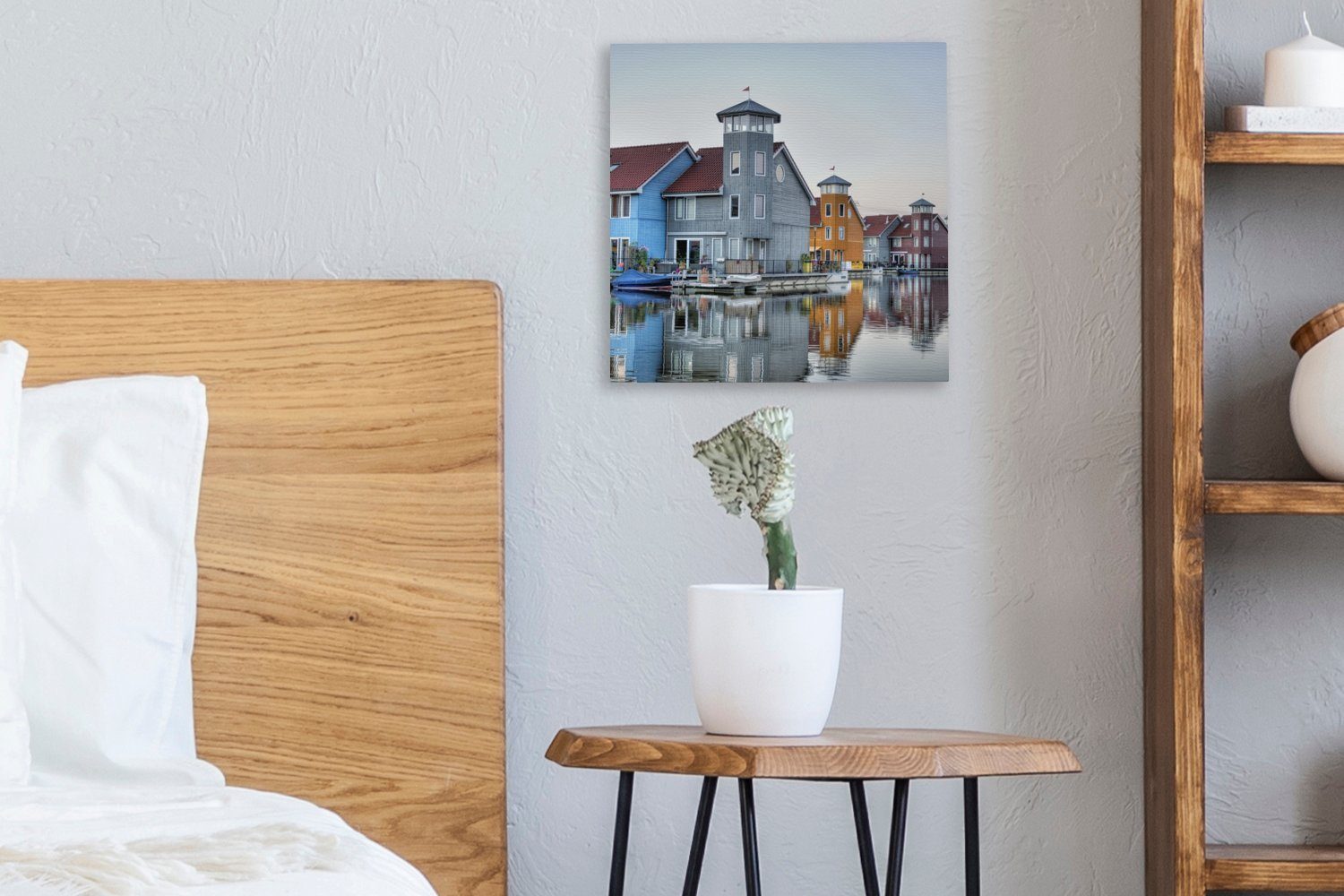 Leinwand Schlafzimmer Leinwandbild - St), - Farben - Wohnzimmer OneMillionCanvasses® (1 Groningen Bilder Haus, für Reitdiep