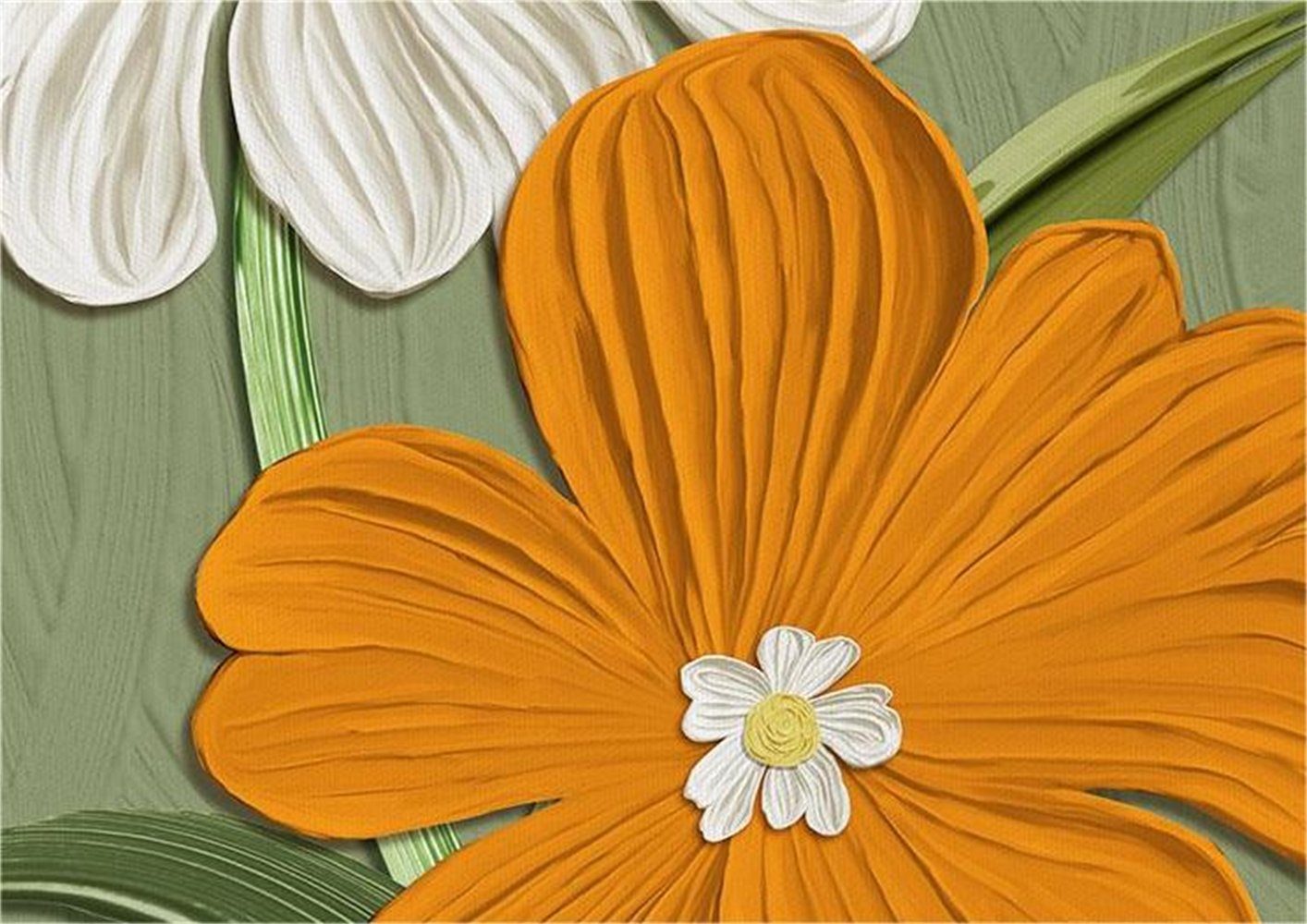 Rouemi florale Botanische weiß-A Dekorationsmalerei,Leinwandmalerei,Modern (30×40cm), Aufhängefertig Canvas, Kunstdruck