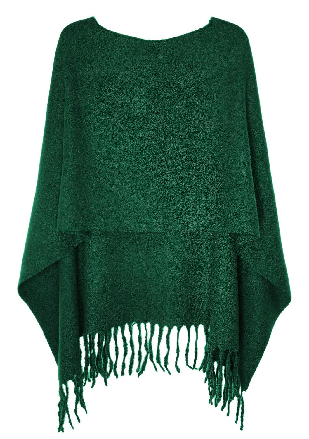 dy_mode Strickponcho Kuscheliger Damen Strickponcho mit Fransen – Unifarbener Überwurf/Cape Unifarbe, mit Fransen