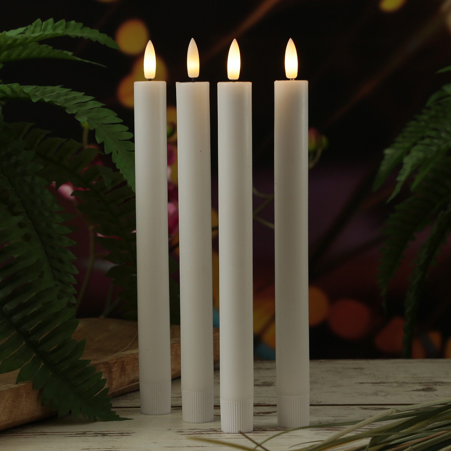 MARELIDA LED-Kerze LED Stabkerzen LISA Tafelkerzen Dinnerkerzen wiederaufladbar weiß 4St., LED Classic, warmweiß (2100K bis 3000K) – Bild 5 von 5