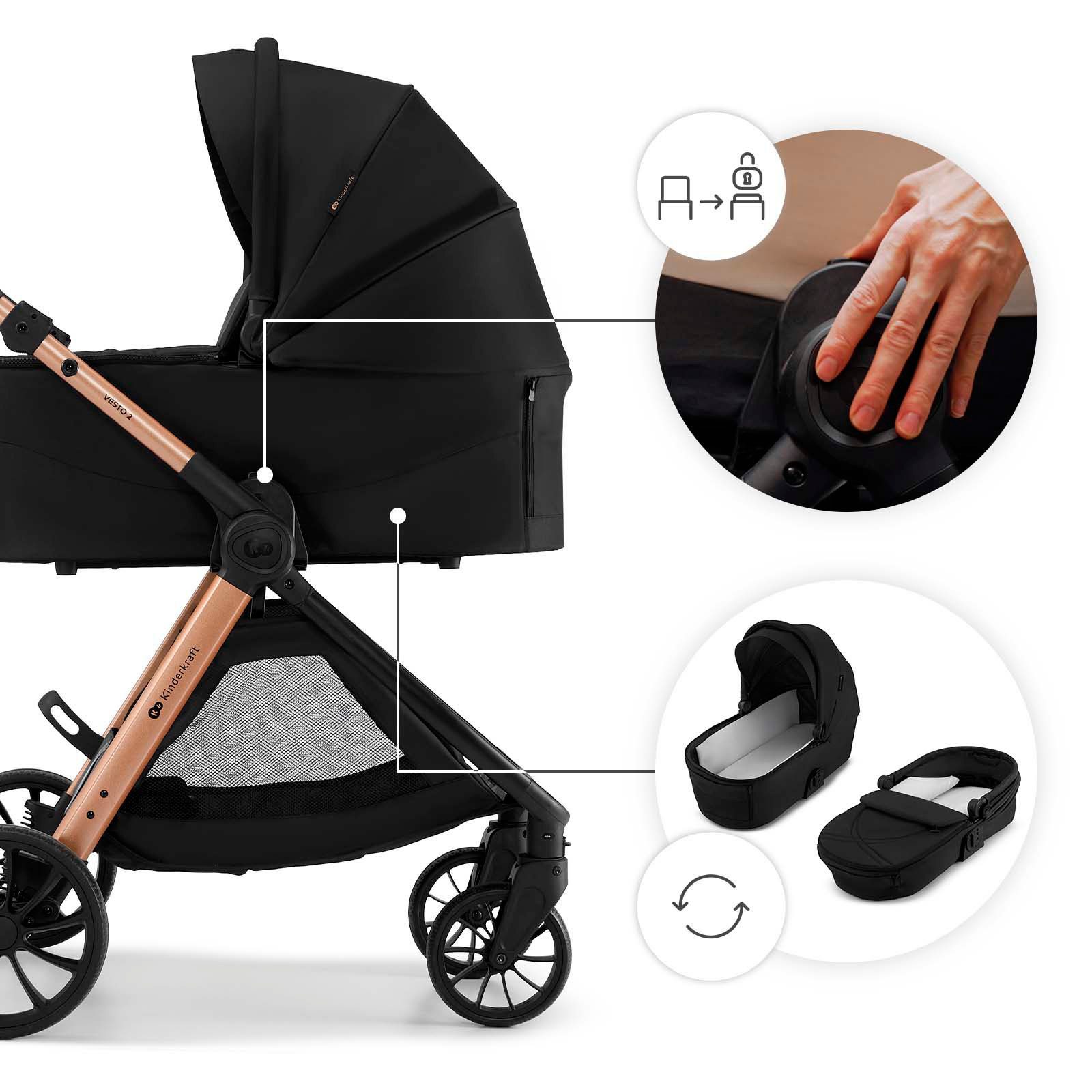 Kinderkraft Kombi-Kinderwagen VESTO 2 - 2in1, (Set, 10-tlg) – Bild 4 von 5