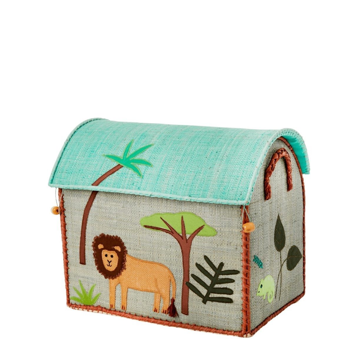 rice Aufbewahrungsbox Kinderzimmer Aufbewahrungskorb Löwe mit Deckel Raffia Gr. S