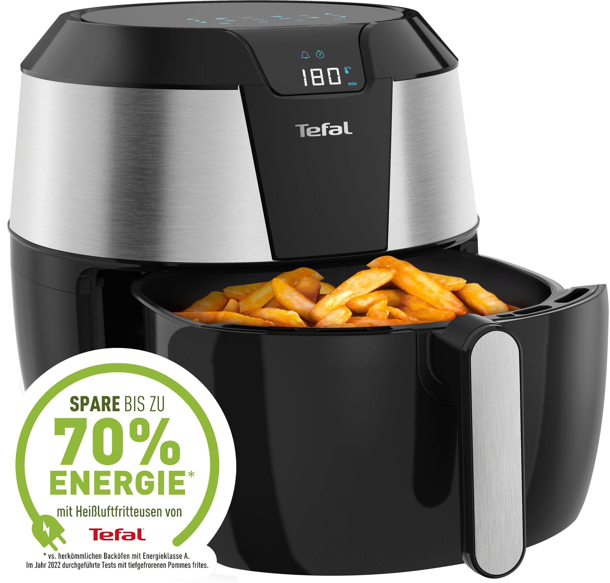 Tefal Heißluftfritteuse EY701D.HERO Fry XXL Zubehör-Set, 8 automatische Fassungsvermögen kg, Timer, 1850 mit 1,6 Easy W, Menüs