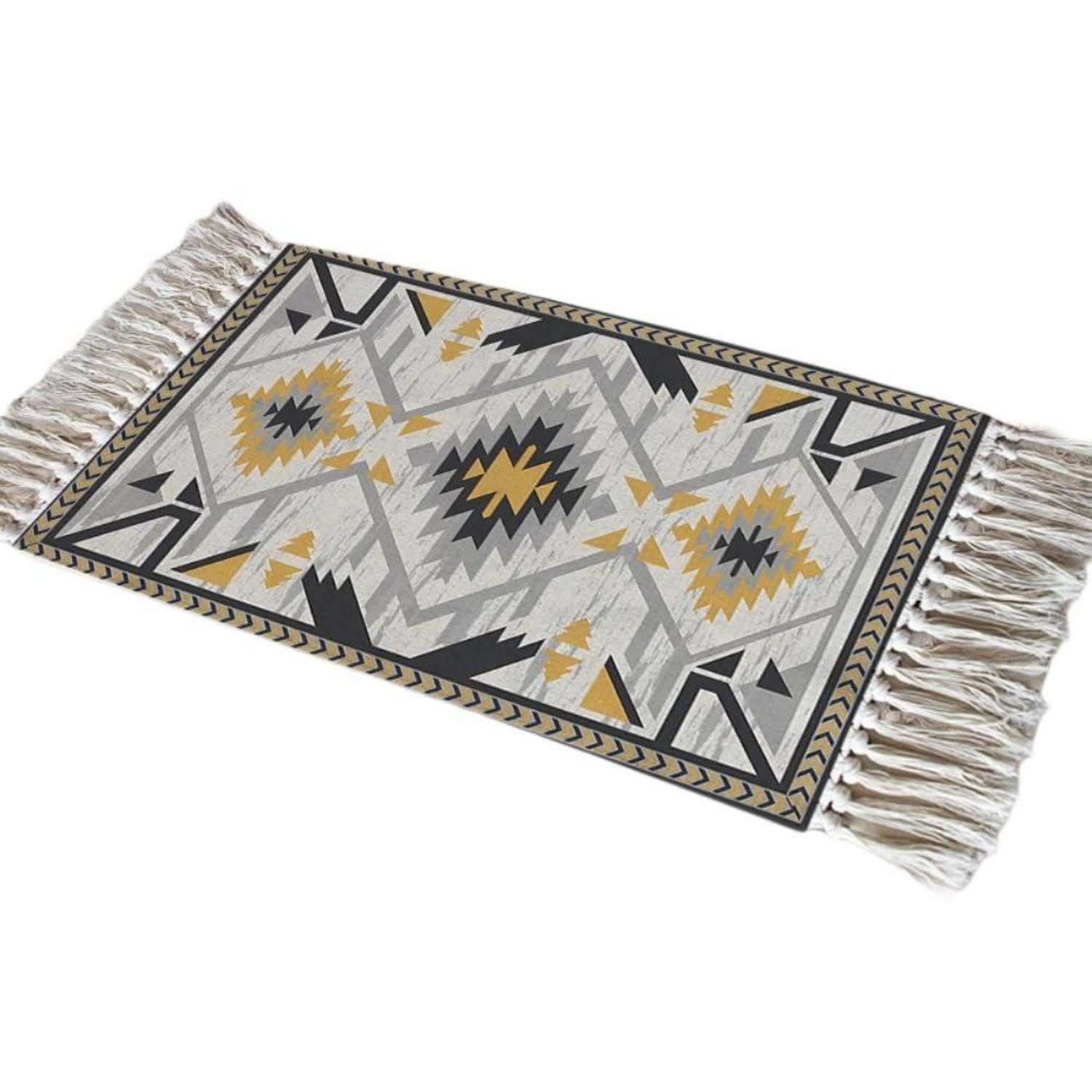 LuxusKollektion Outdoorteppich Teppich Boho Baumwolle 50x80 cm waschbar Quasten faltbar, rechteckig, Höhe: 10 mm