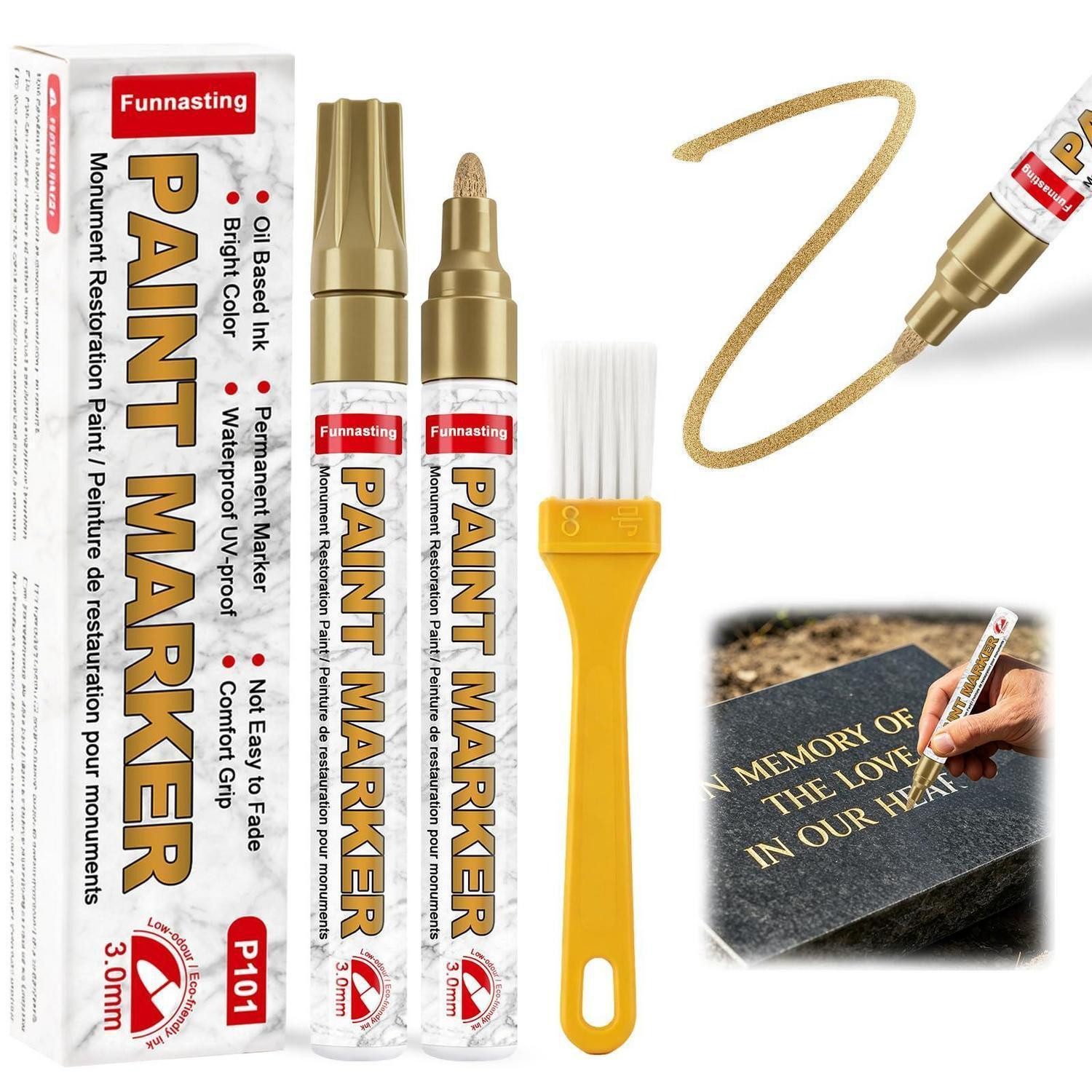LuxusKollektion Lackmarker Grabstein Stift Gold 2Stk