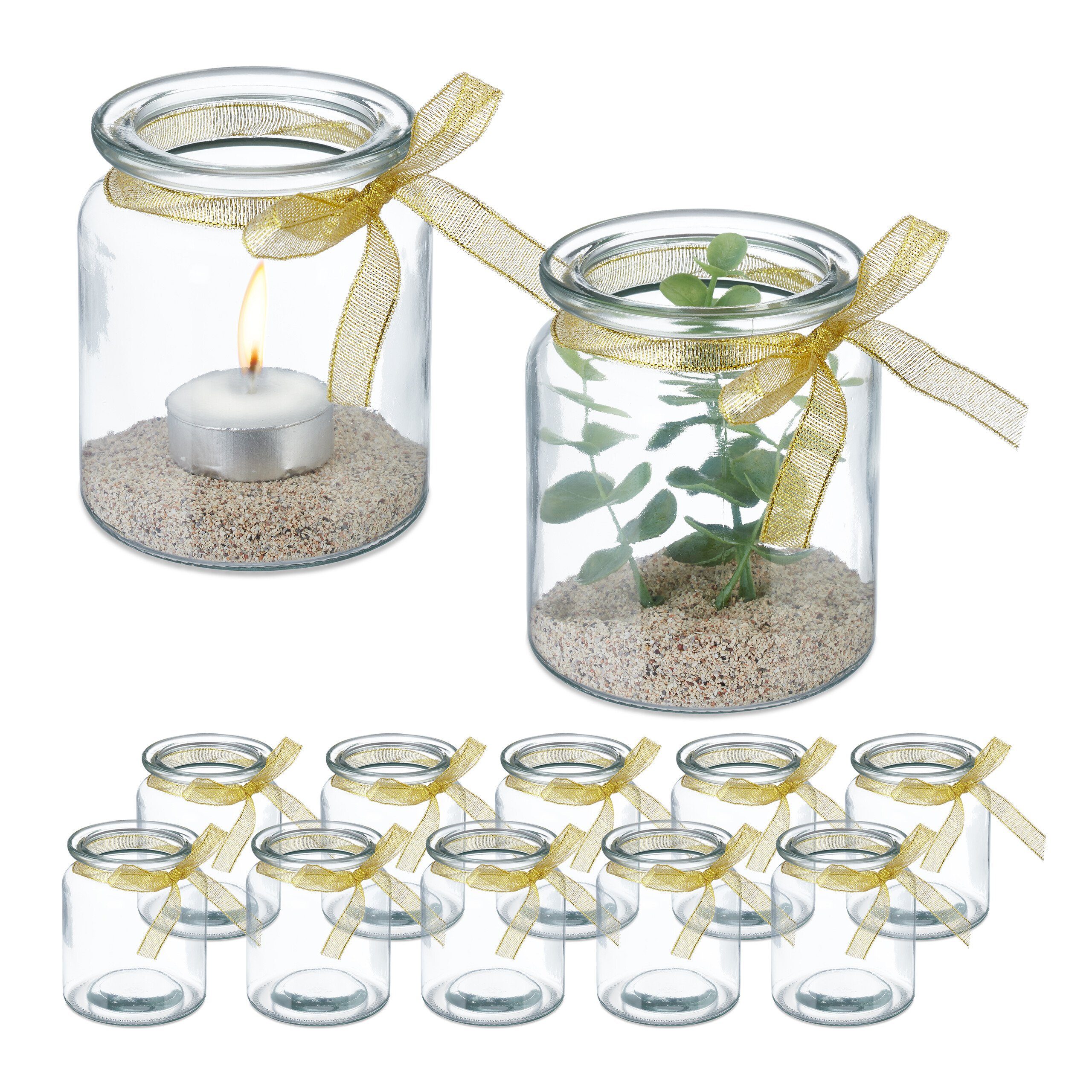 relaxdays Windlicht im 12er Set mit Schleife günstig online kaufen
