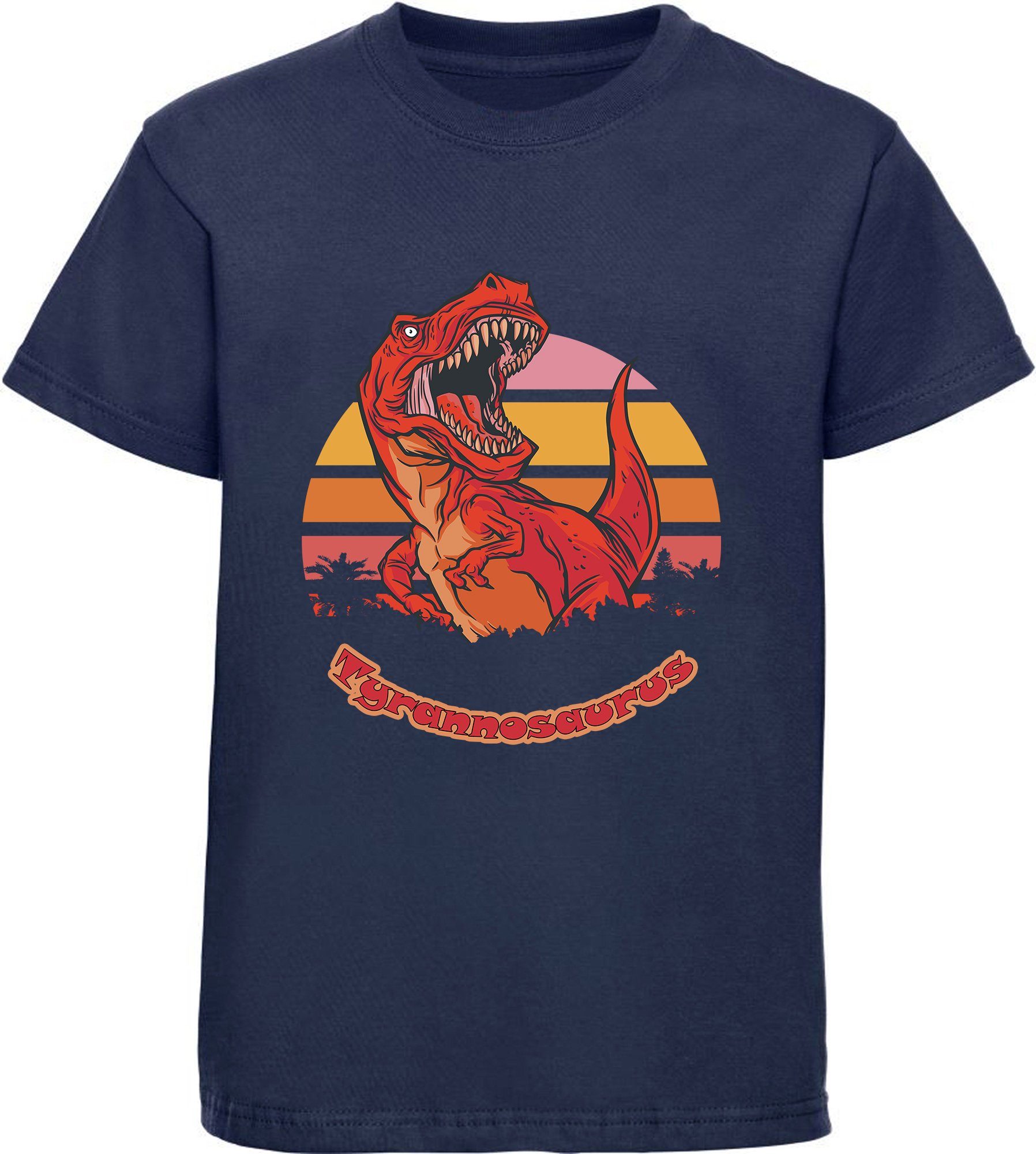 Print-Shirt bedrucktes Kinder T-Shirt mit roten brüllendem T-Rex