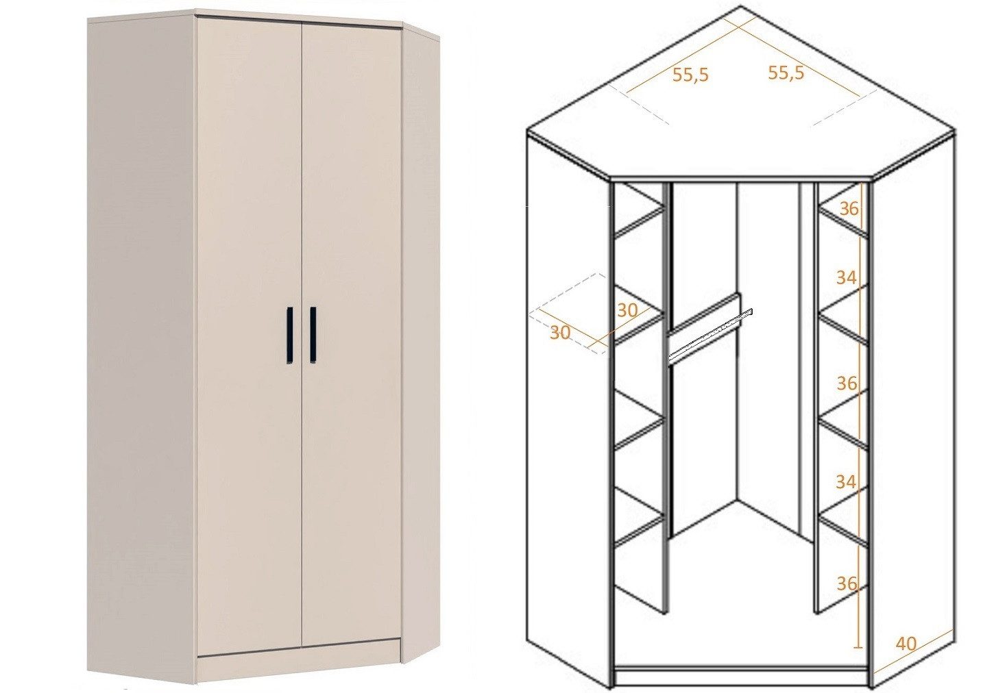 Marmex Möbel Schrank-Set GRANT SET 15 C, (2-St., Eckschrank, Regal mit Schu günstig online kaufen
