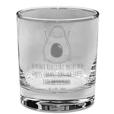 Mr. & Mrs. Panda Glas Avocado Glücklich - Transparent - Geschenk, Vegan, Ginglas, Juhuu, Ch, Premium Glas, Feine Lasergravuren