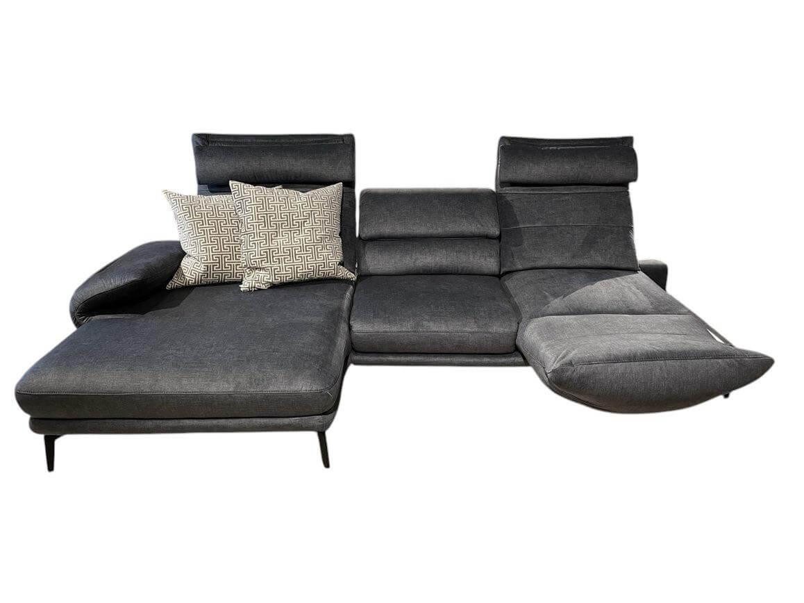 HUKLA Ecksofa Ecksofa VS-HU1158 Stoff Belief 20 Anthrazit Füße Metall Schwarz