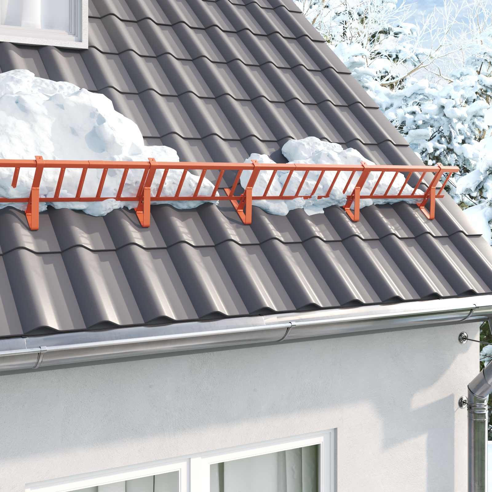 vidaXL Draht Schneefanggitter Rot 300 x 29,5 x 34,5 cm Stahl, (1St)