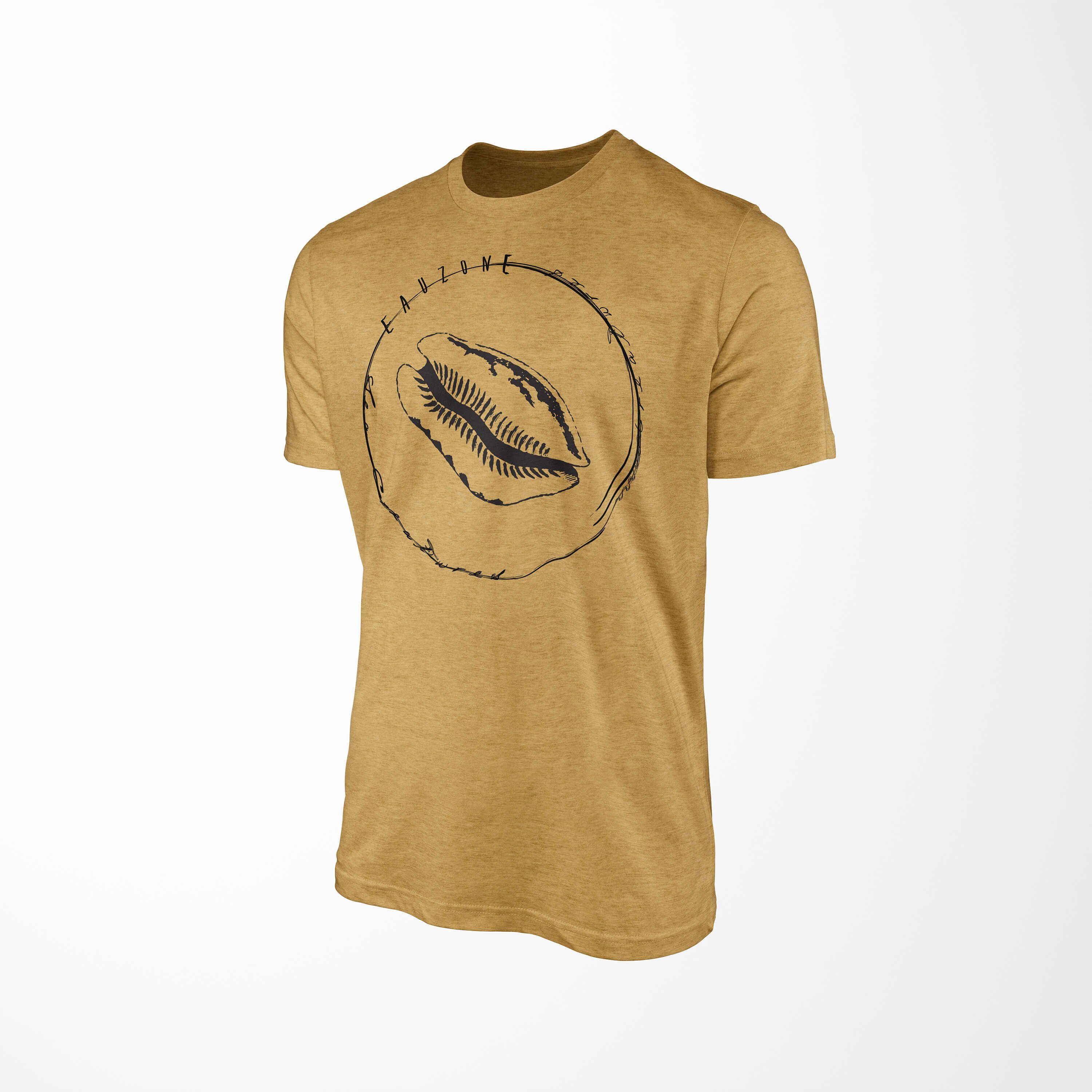 Struktur Sea Tiefsee Schnitt Art sportlicher und Creatures, - / 008 Fische Gold Sea Serie: Sinus Antique T-Shirt feine T-Shirt
