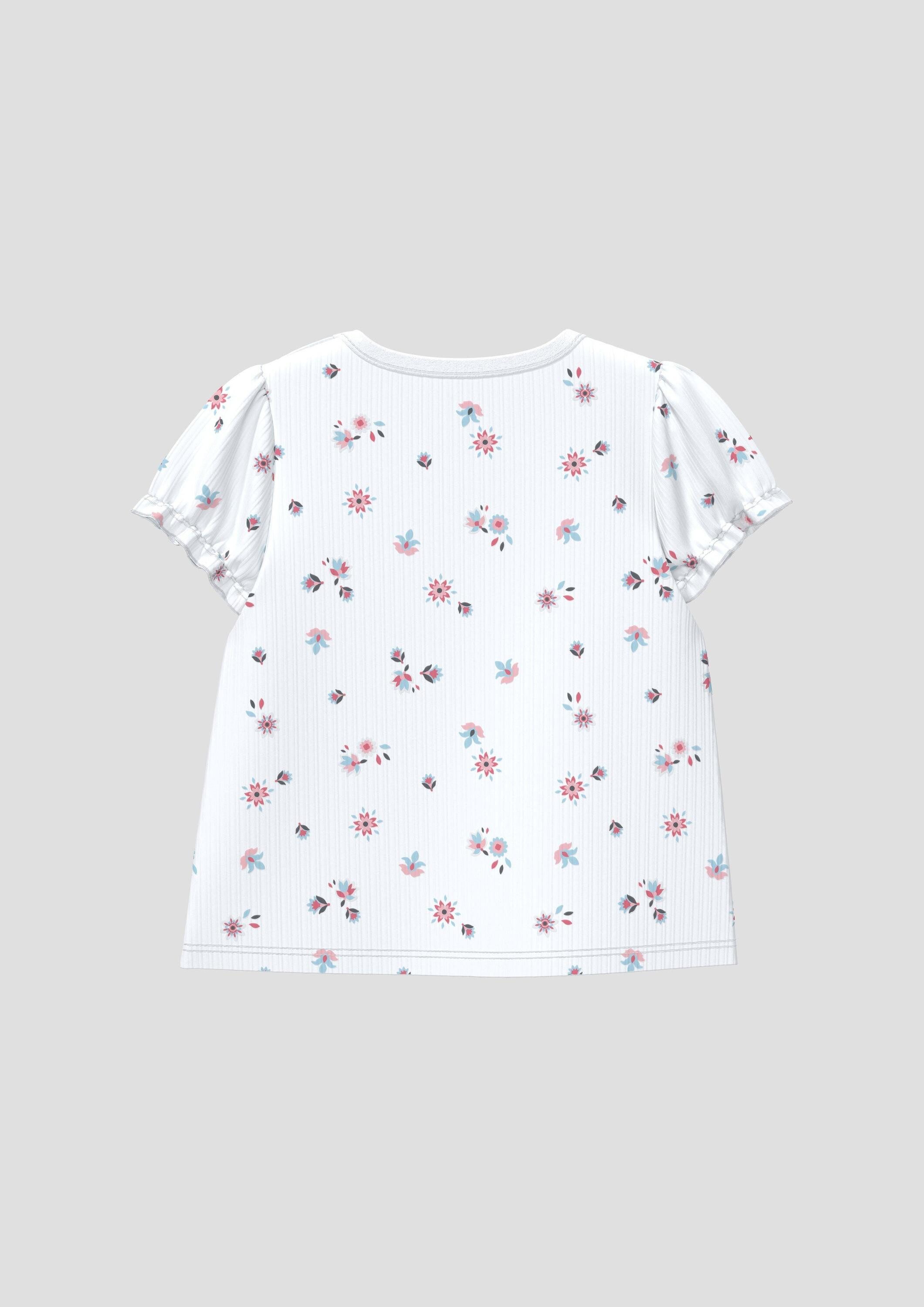 s.Oliver Kurzarmshirt T-Shirt Rippshirt im A-Shape mit Puffärmeln