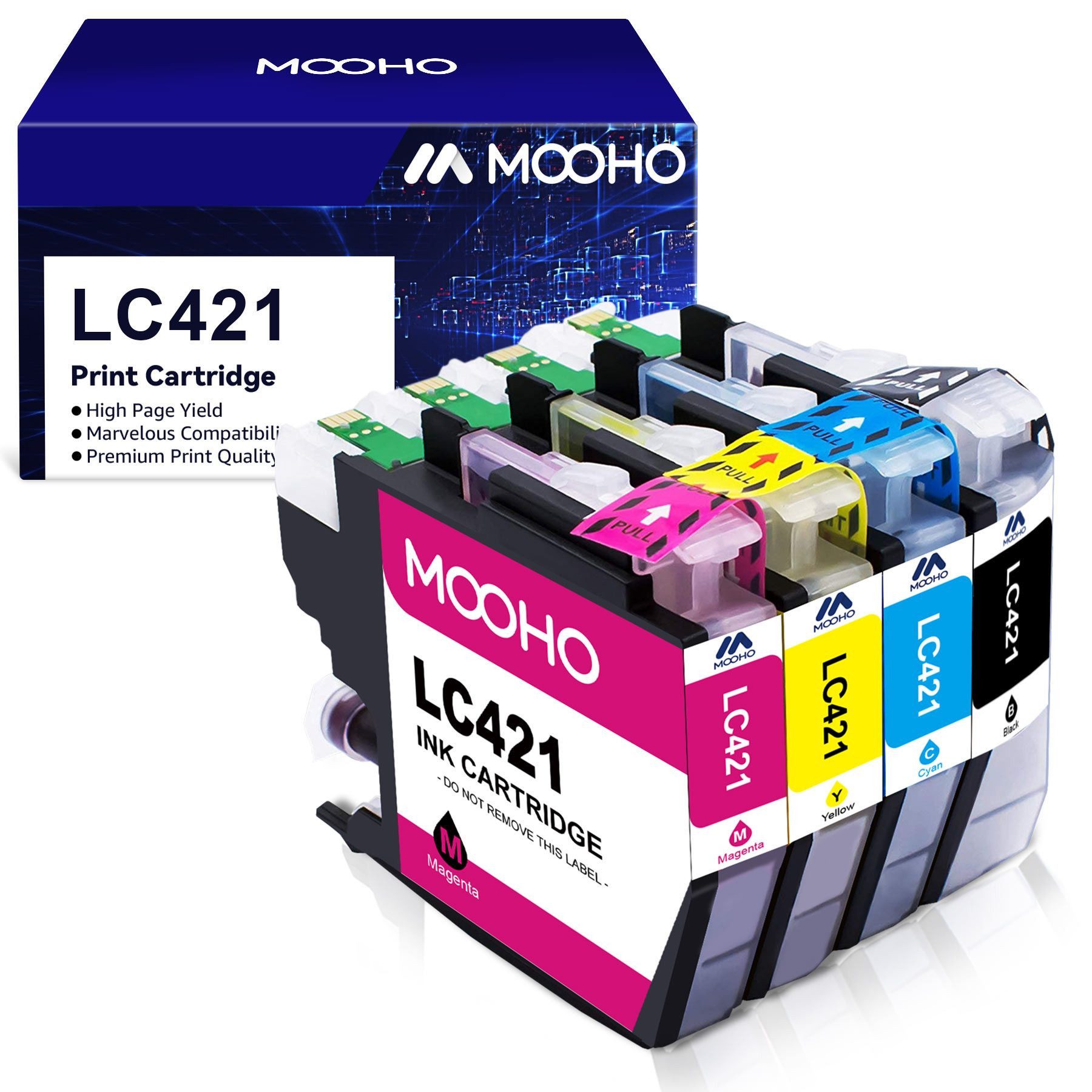 MOOHO Multipacks Druckerpatrone kompatible für Brother LC421 LC 421XL Tintenpatrone (999-tlg., DCP-J 1050 DW DCP-J 1140 DW DCP-J 1800 DW MFC-J 1010 DW)