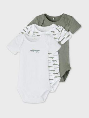 Name It Kurzarmbody Name It 3er Pack Unisex kurzarm Baby Bodys (3-tlg., 3er-Pack) mit Druckknöpfen im Schritt, ohne kratzige Halsetiketten