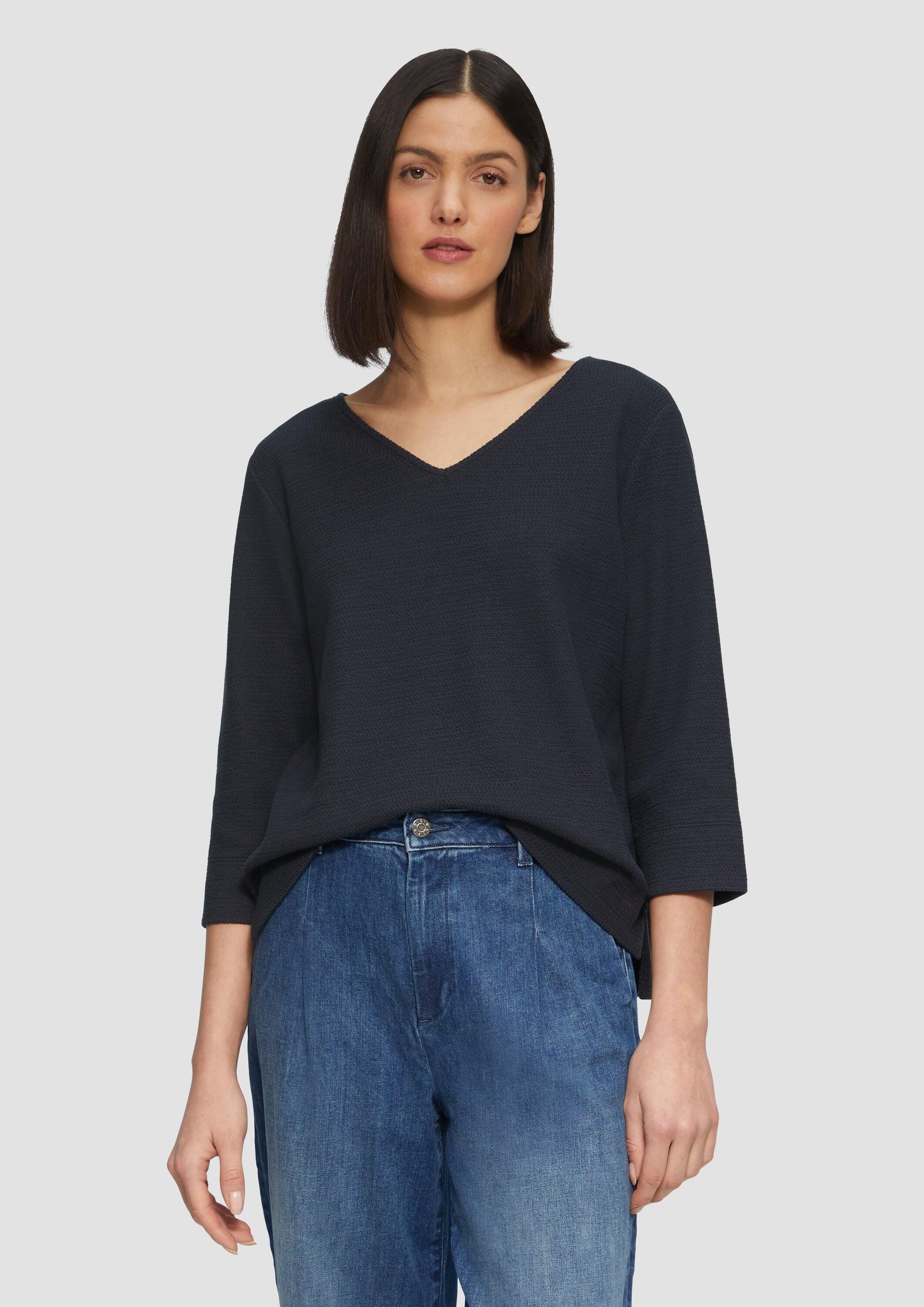 s.Oliver 3/4 Arm-Pullover Sweatshirt Strukturiertes Sweatshirt aus Baumwoll günstig online kaufen