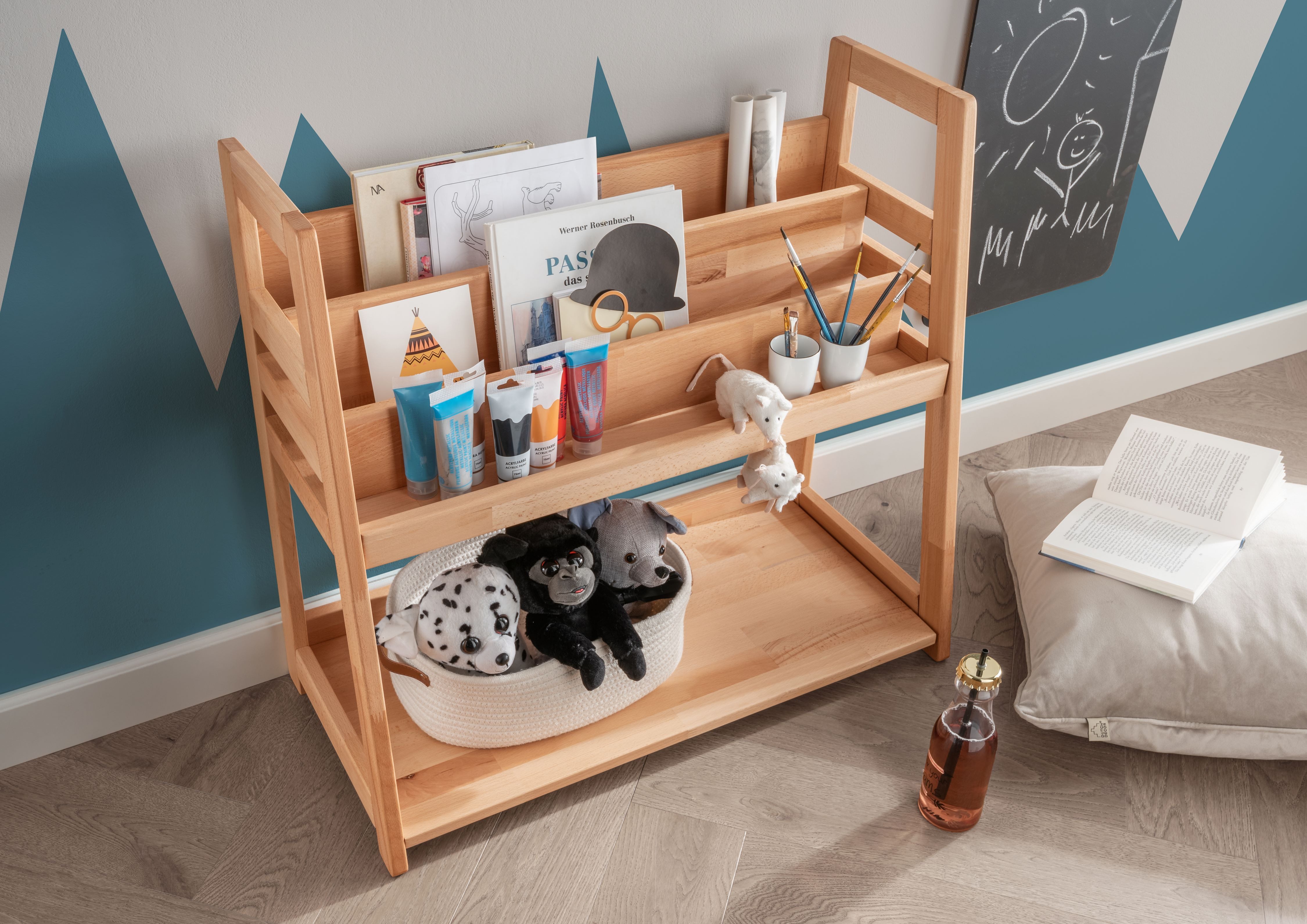 Wohnglücklich Kinderregal Montessori, Ablage unten und Bücherregal oben, Ma günstig online kaufen