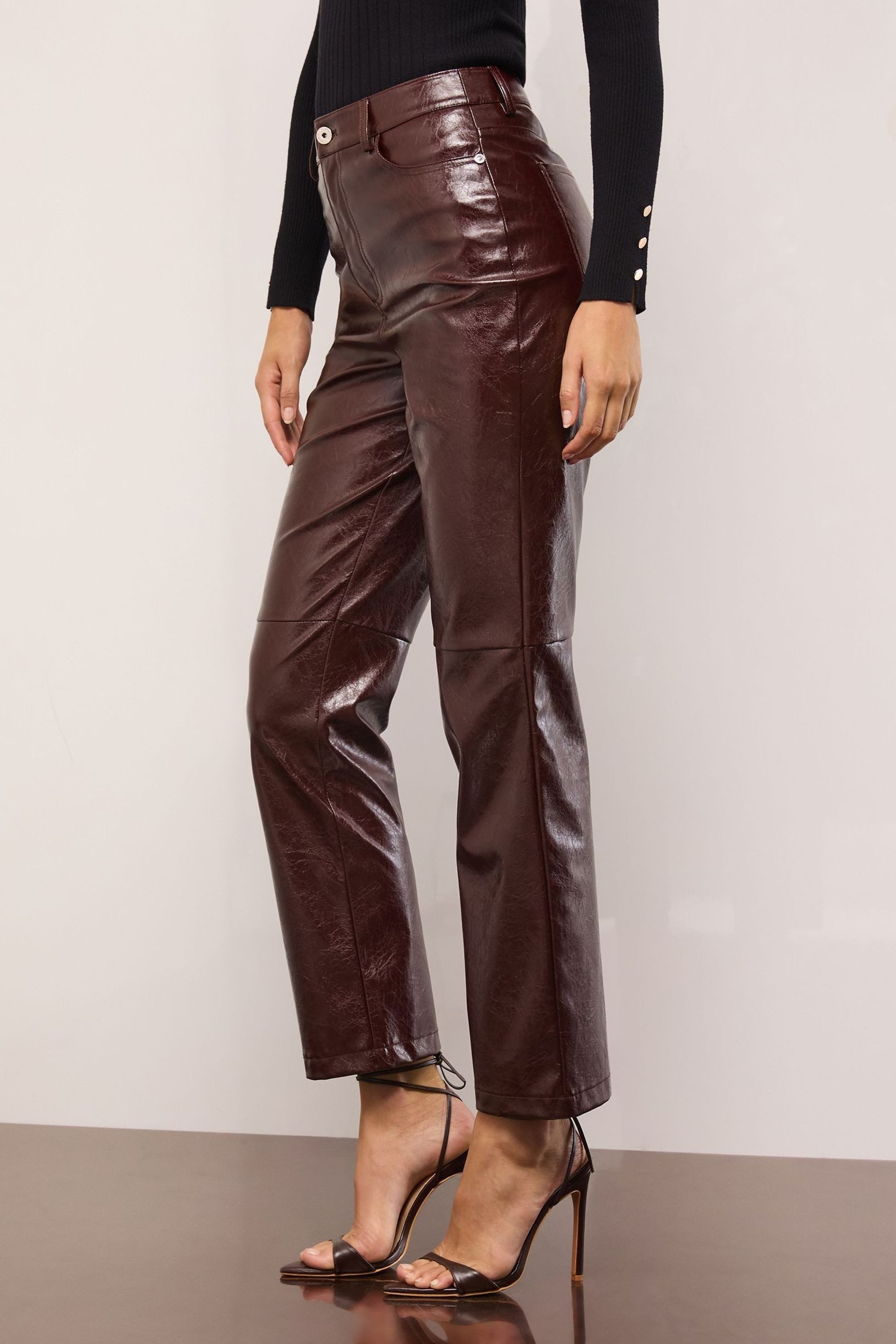 LIPSY Lederimitathose Lipsy Hose mit geradem Bein, Regular (1-tlg)