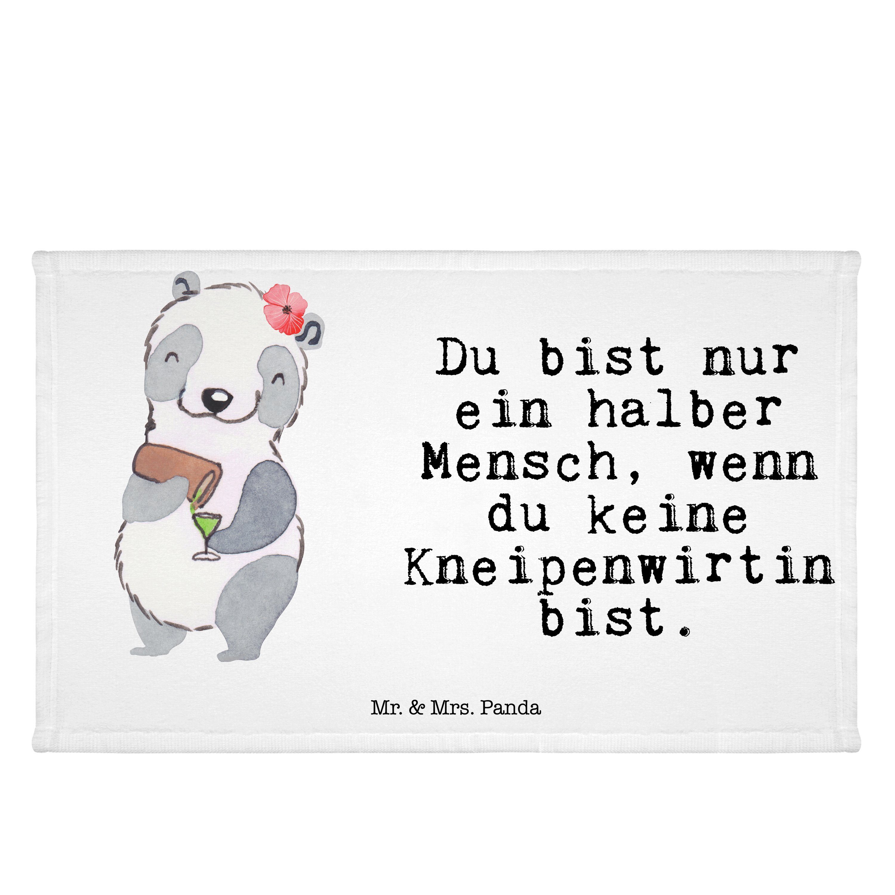 Mr. & Herz Handtuch, - Ausbildung, Mrs. Panda Geschenk, Kneipenwirtin mit Weiß - Handtuch (1-St) Sport