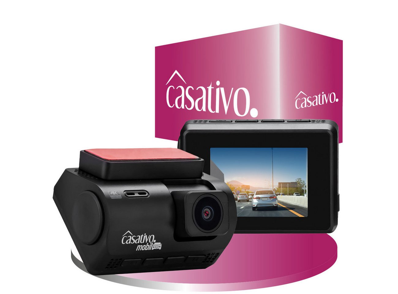 Casativo 4K-UHD Dashcam GPS&WLAN KFZ-Autokamera Nachtsicht Sony/G-Sensor 140° Dashcam (HDR/WDR, 2" IPS Display, Zeit-/Datumsstempel, Mikrofon&Lautsprecher)