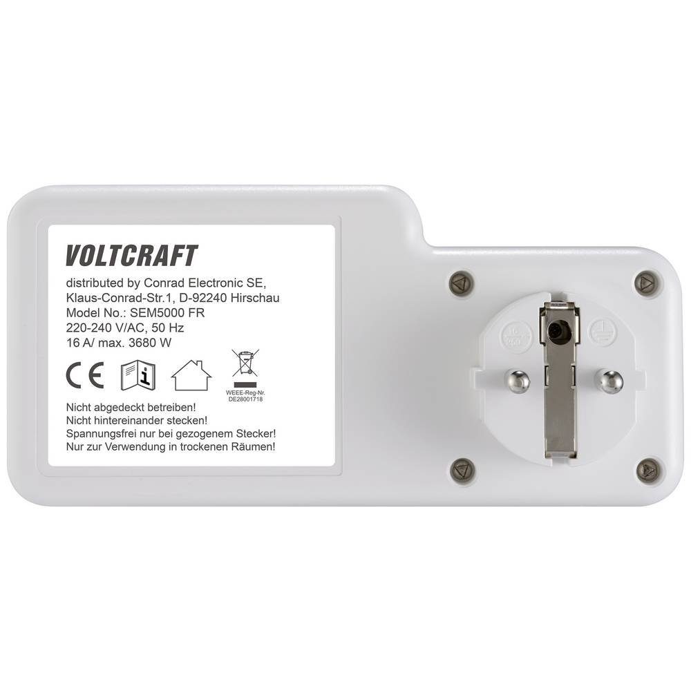 VOLTCRAFT Energiekostenmessgerät Energie-Logger VC-12936575, Kostenprognose, Alarmfunktion, Stromtarif einstellbar