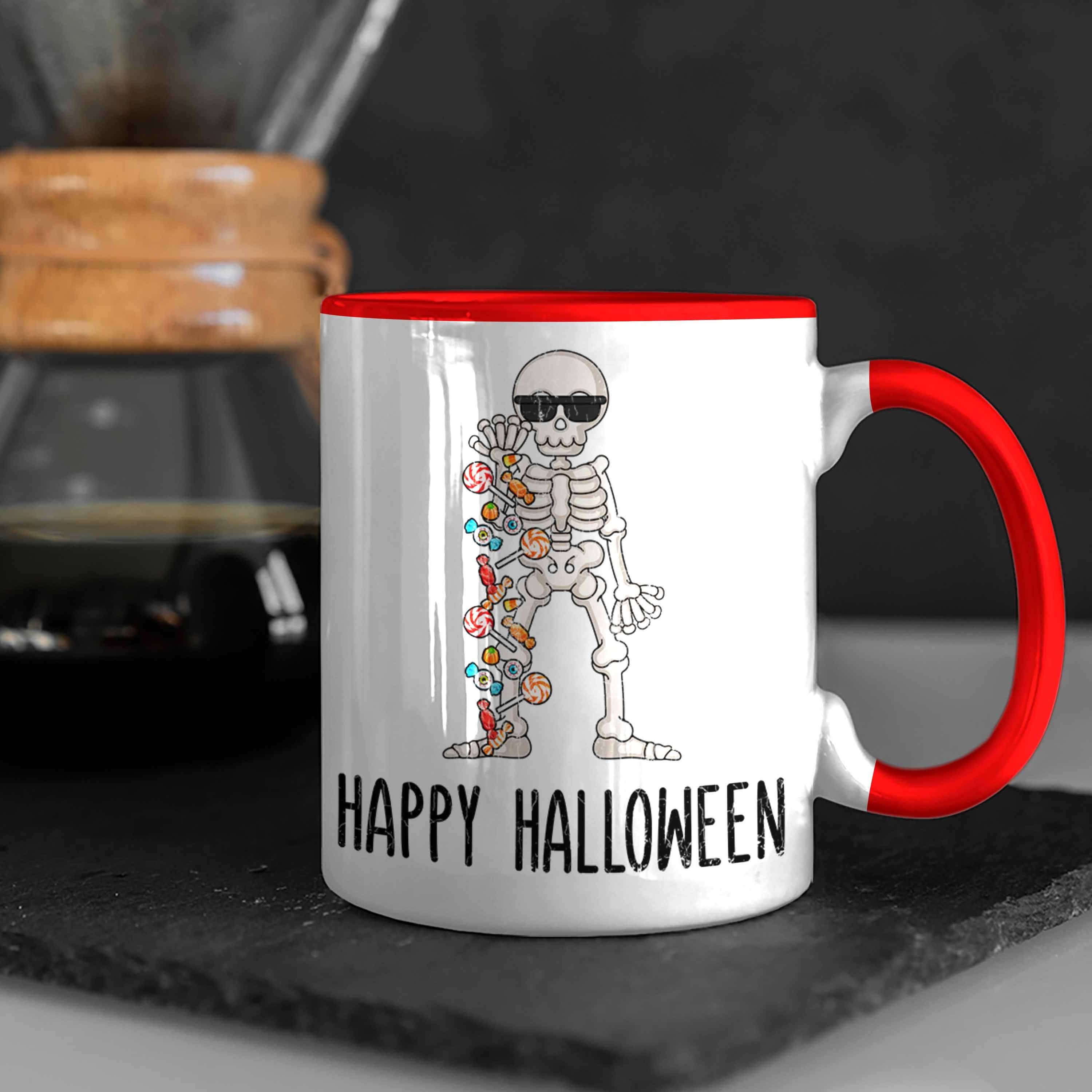 Becher Tasse Halloween Halloween Dekoration Happy Skelet Trendation Rot Kürbis Tasse
