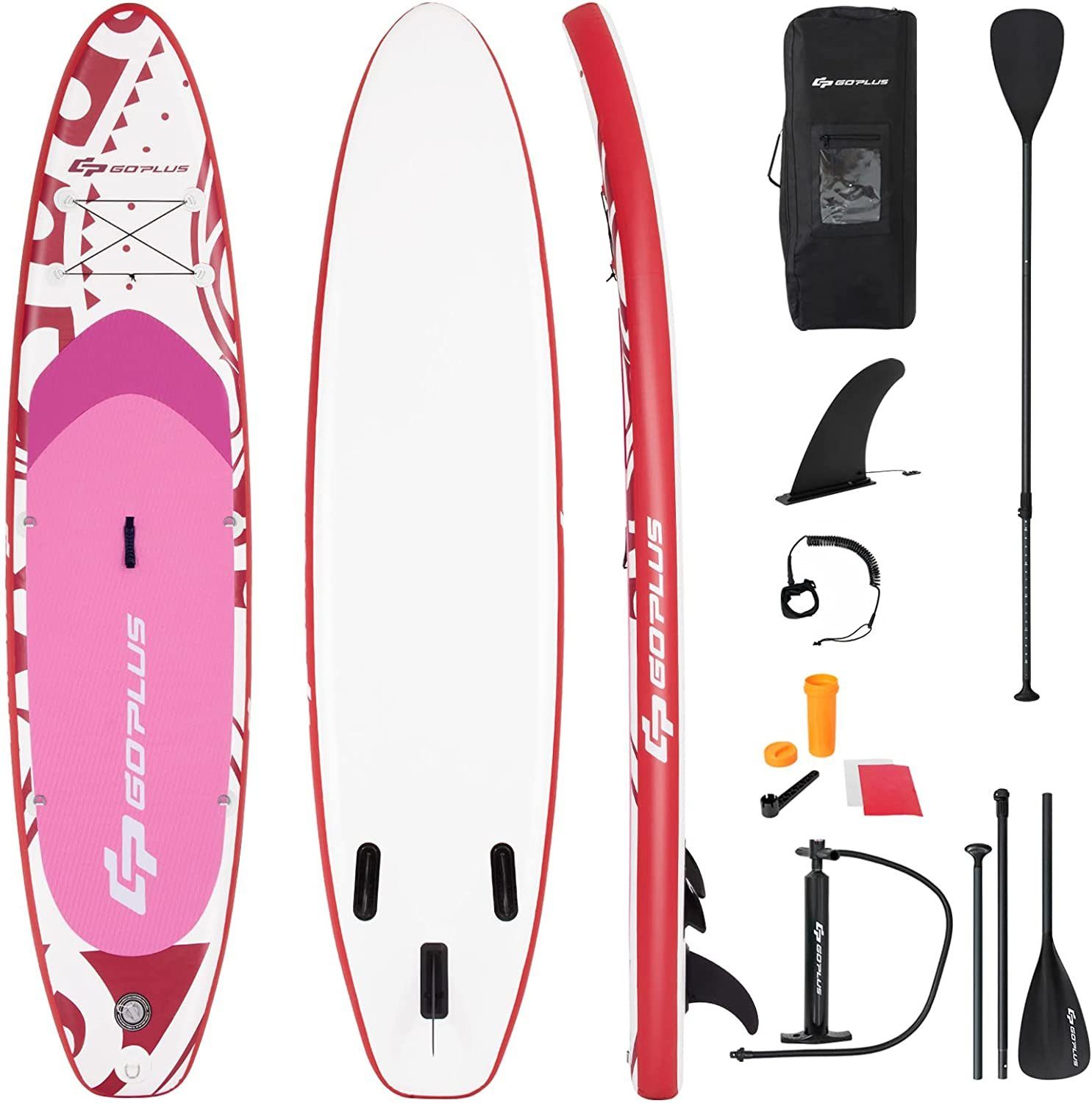 COSTWAY SUP-Board Stand Up Paddling Board, ohne Sitz, bis 150kg rosa