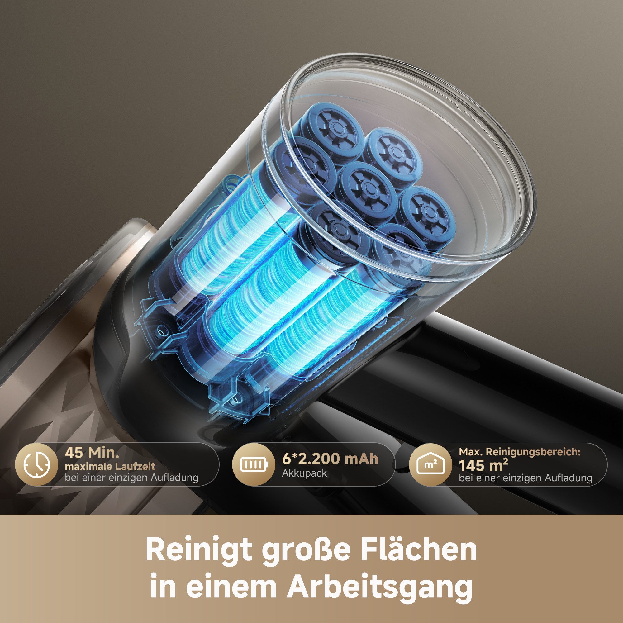 Dreame Akku-Hand-und Stielstaubsauger R10s Lite, 250 W, 25000 Pa, 45 min, 99.9% Filter, LED, Flex 90°