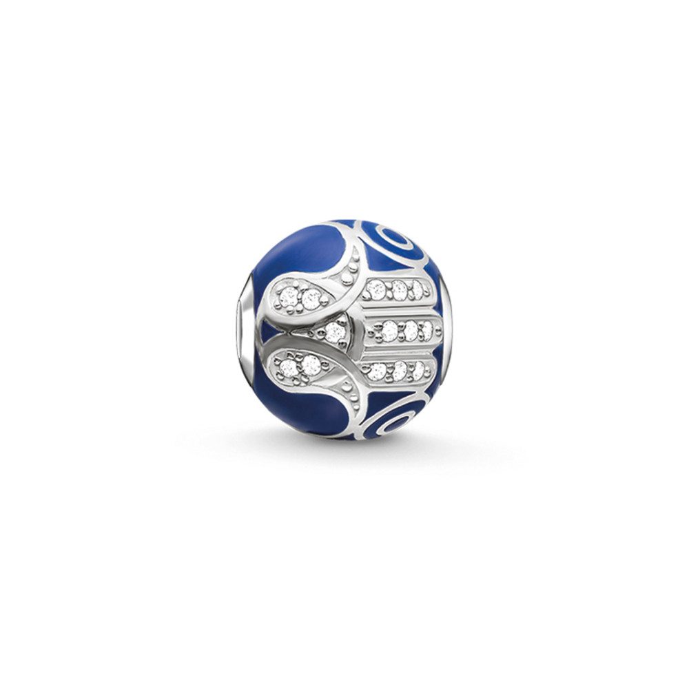 Bead K0207-041-32 Karma Bead Fatimas Hand Blau Sterling-Silber