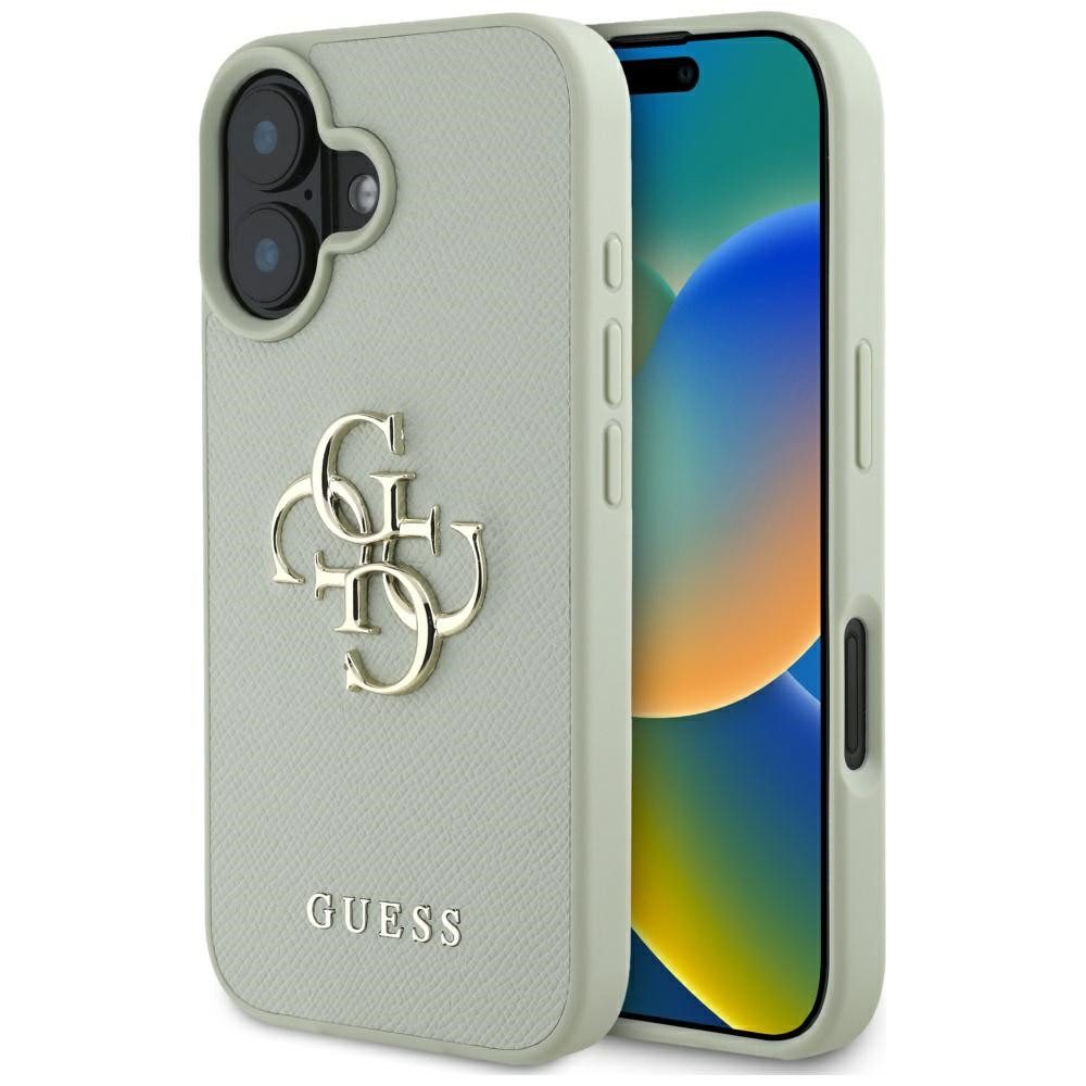 Guess Handyhülle Schutzhülle Handyschale Smartphonetasche 6,1 Zoll, Metall-Logo, 4G-Muster, Hartschale, kratzfest