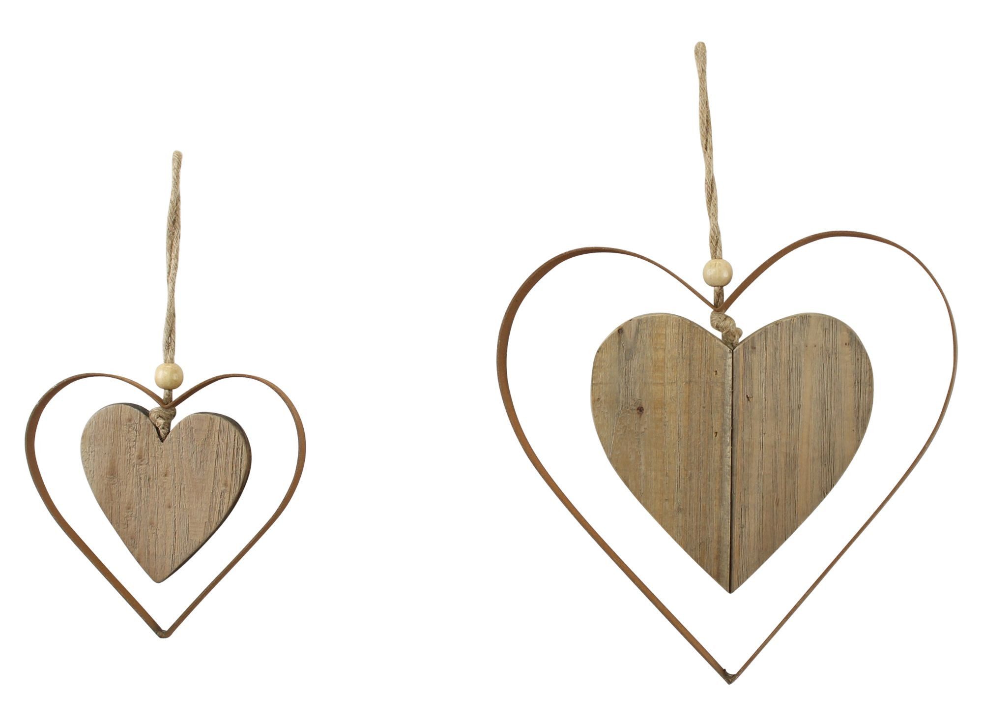 Dekoleidenschaft Dekohänger "Herz in Herz" aus Metall in Rost-Optik & Treib günstig online kaufen