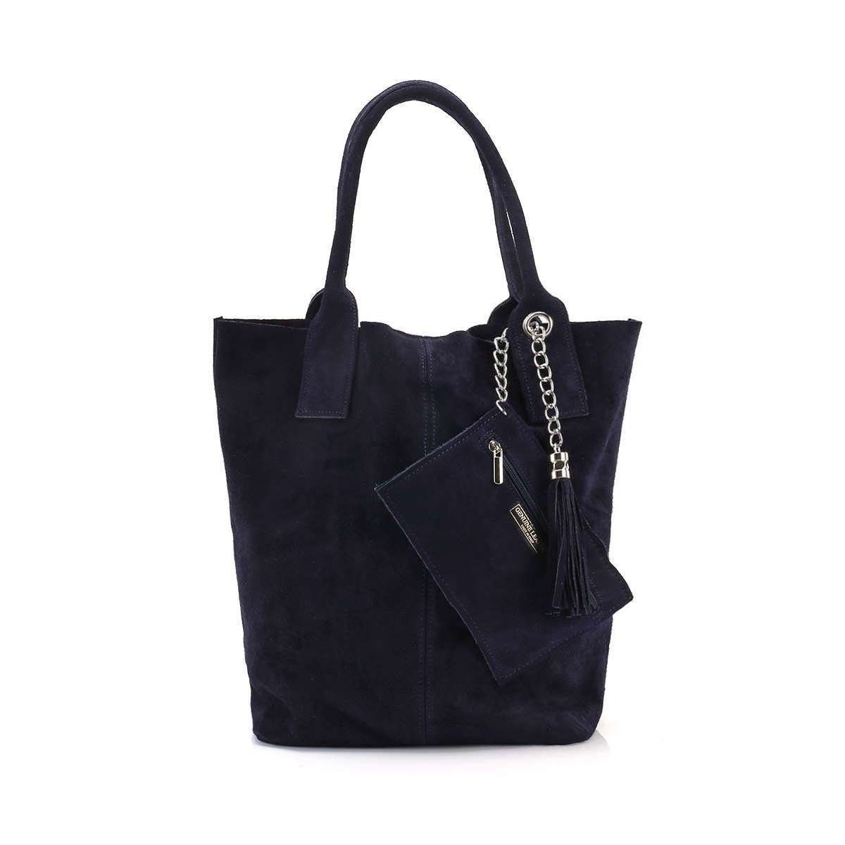 ITALYSHOP24 Schultertasche Made in Italy Damen Leder Shopper Schultertasche, ein Leichtgewicht, als Handtasche, Henkeltasche tragbar