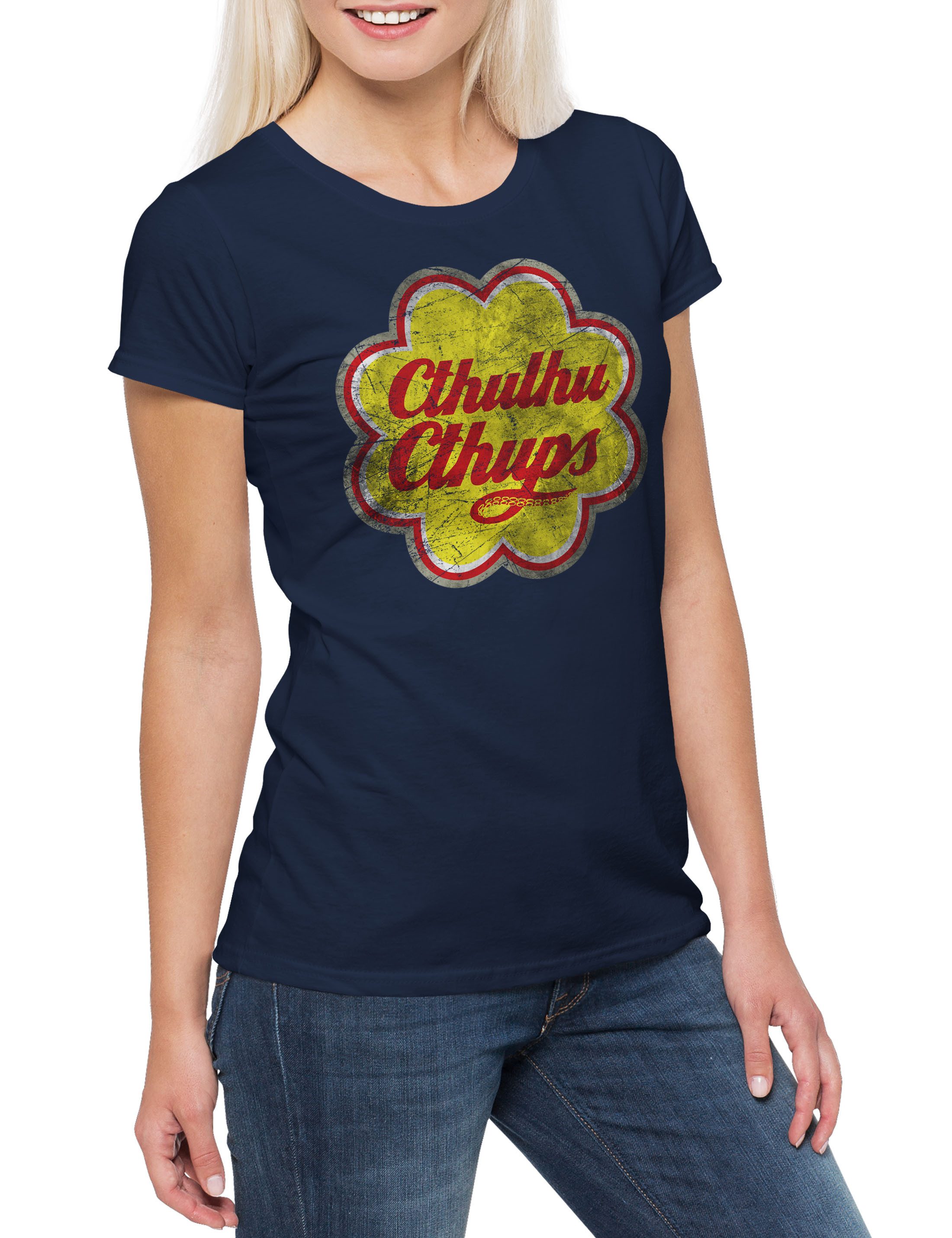 Print-Shirt Cthulhu Cthups Damen T-Shirt Horror Arkham H. P. Lovecraft Miskatonic