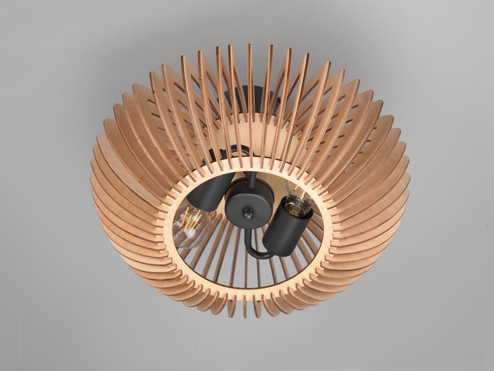 Anthrazit Natur / Ø40cm Holz-lampe Esstisch LED Dimmfunktion, Naturholz rustikal wechselbar, meineWunschleuchte über-n LED modern, ausgefallene Warmweiß, Deckenleuchte,